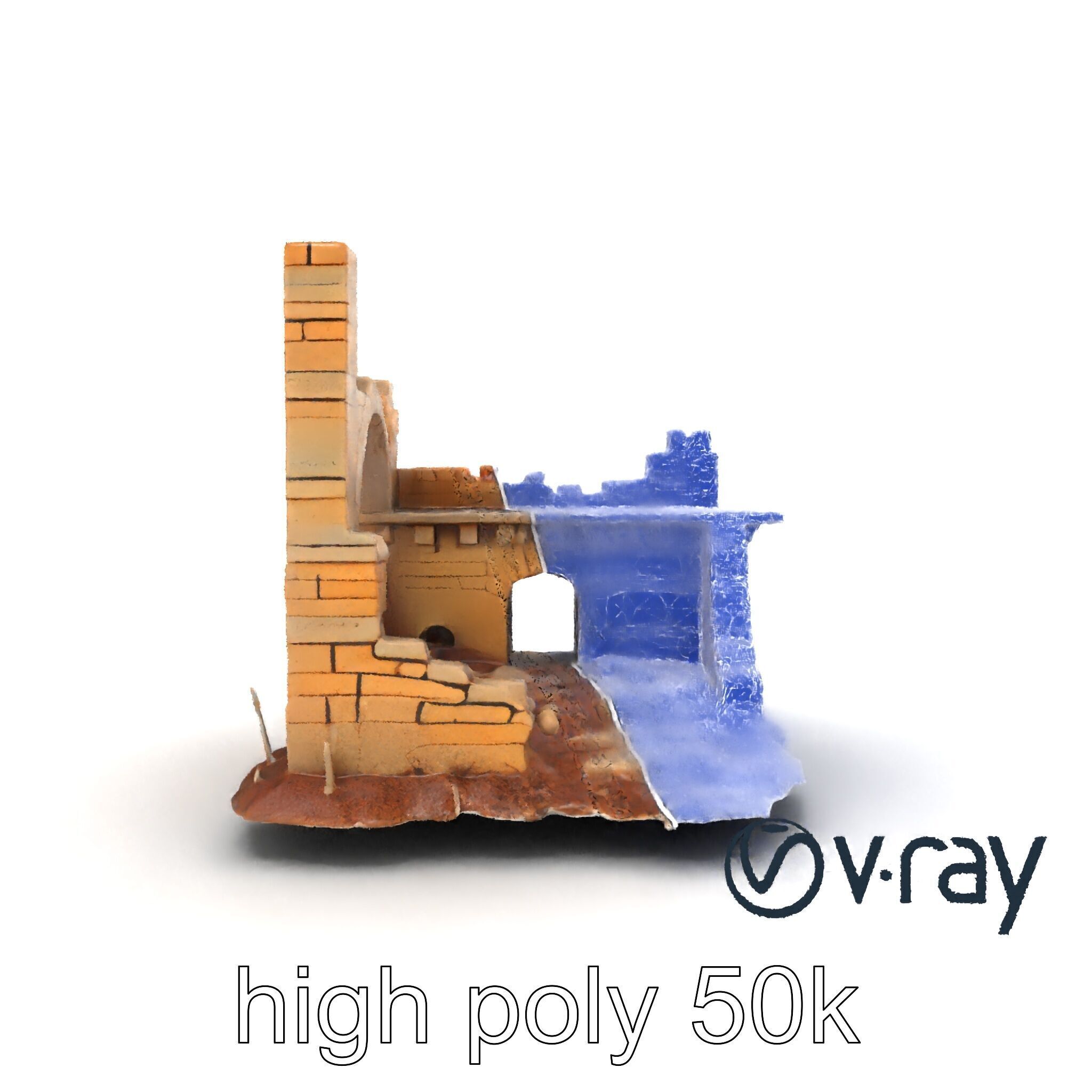 Shattered Cottage Ruins Environment model pack Low-poly 3D model_31