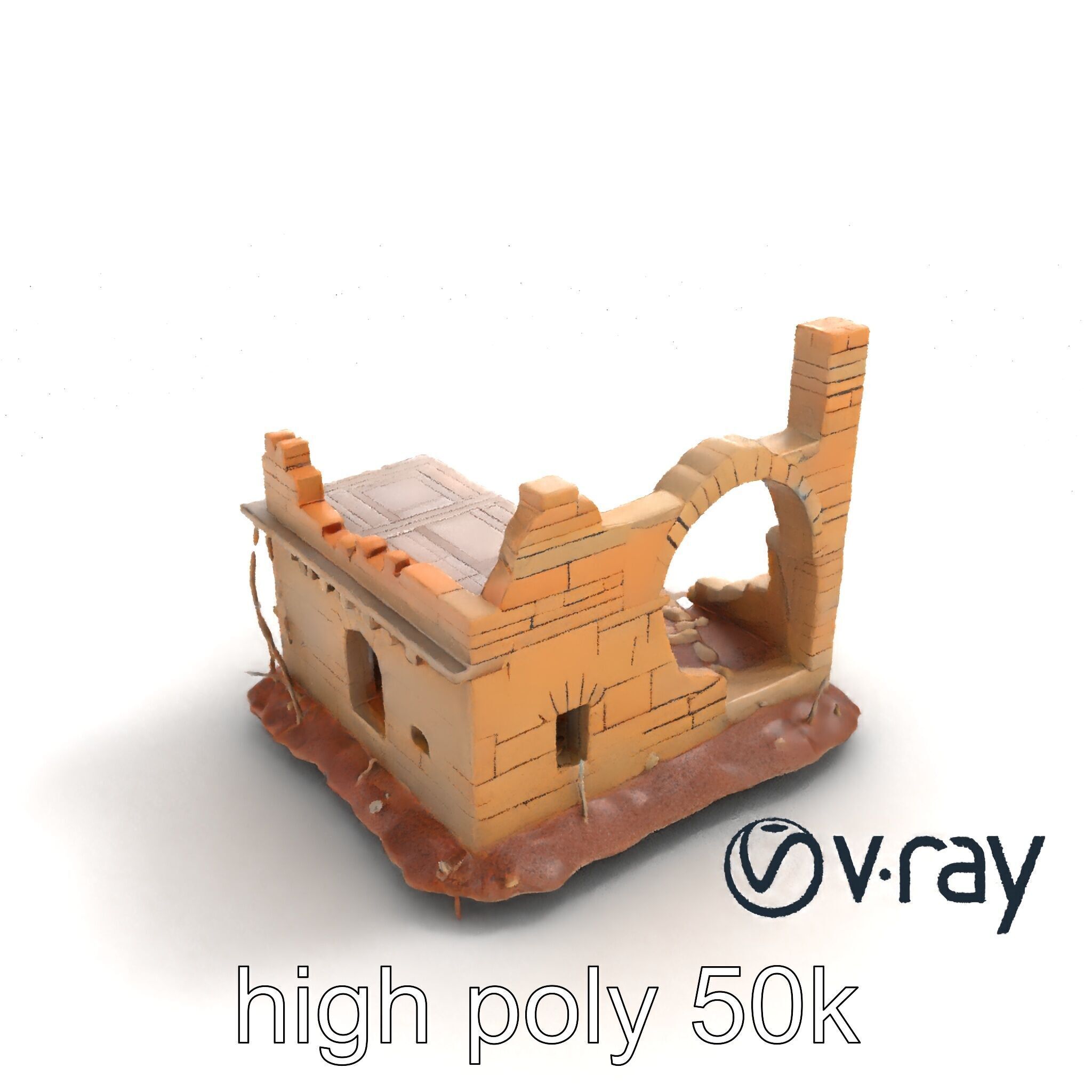 Shattered Cottage Ruins Environment model pack Low-poly 3D model_32