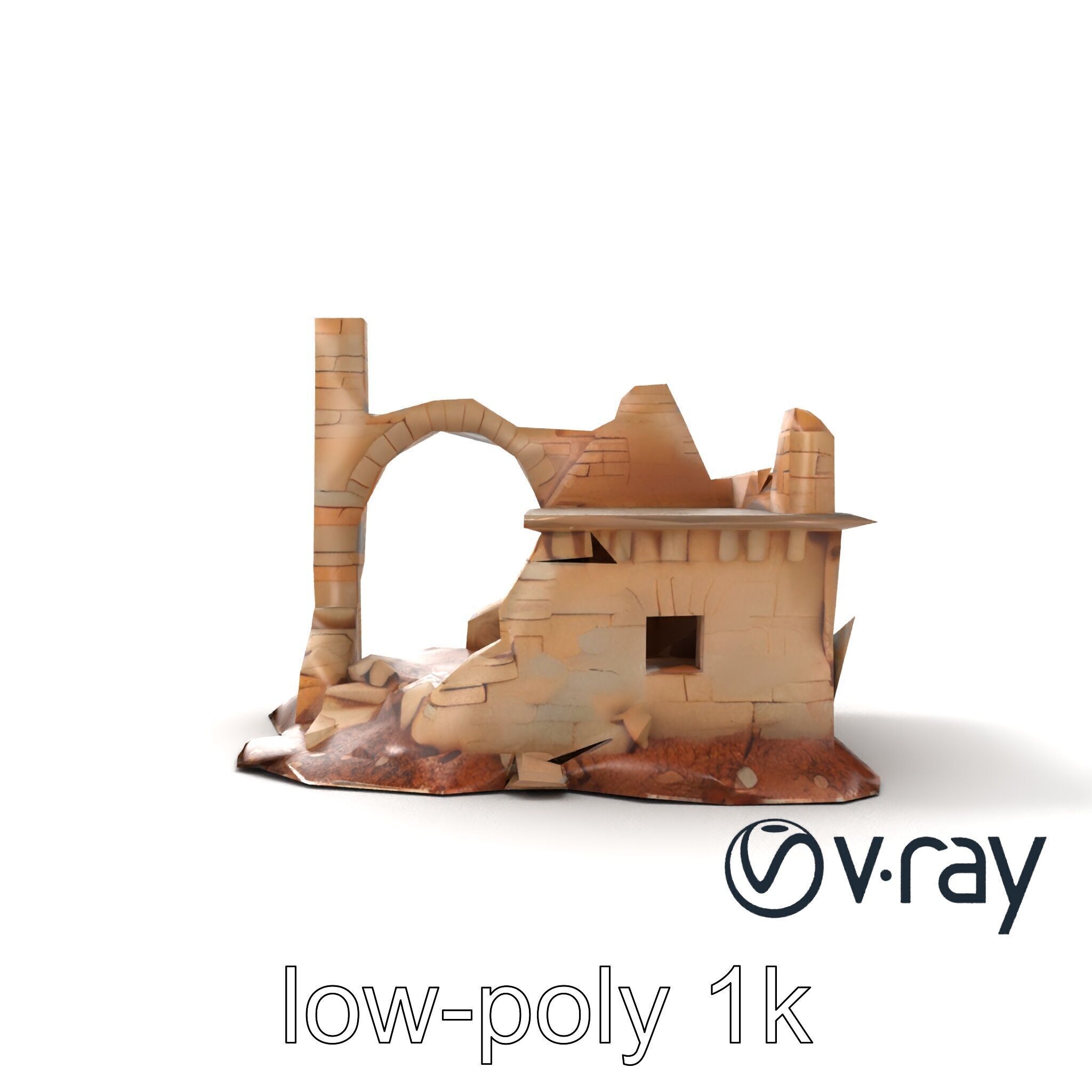 Shattered Cottage Ruins Environment model pack Low-poly 3D model_11