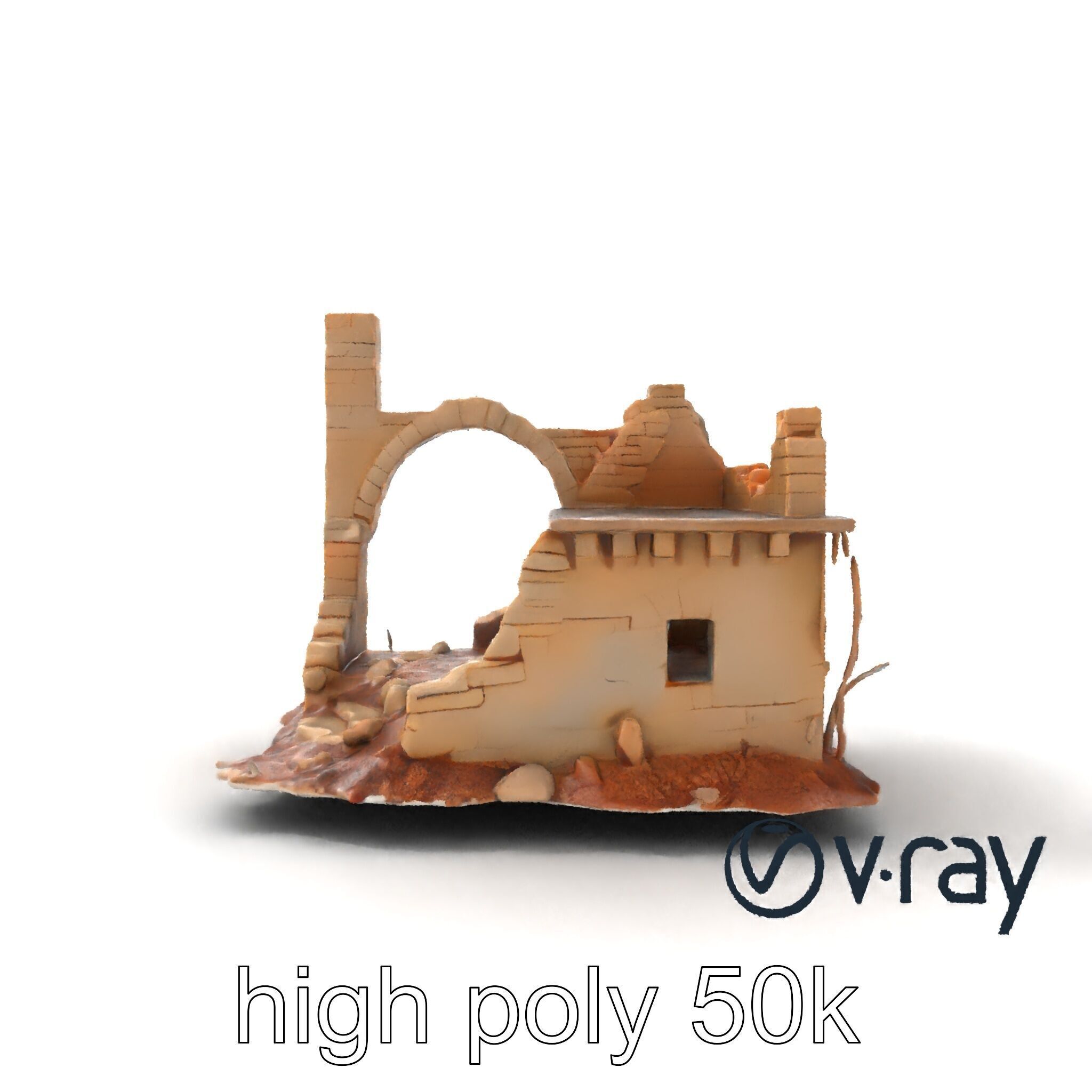 Shattered Cottage Ruins Environment model pack Low-poly 3D model_24