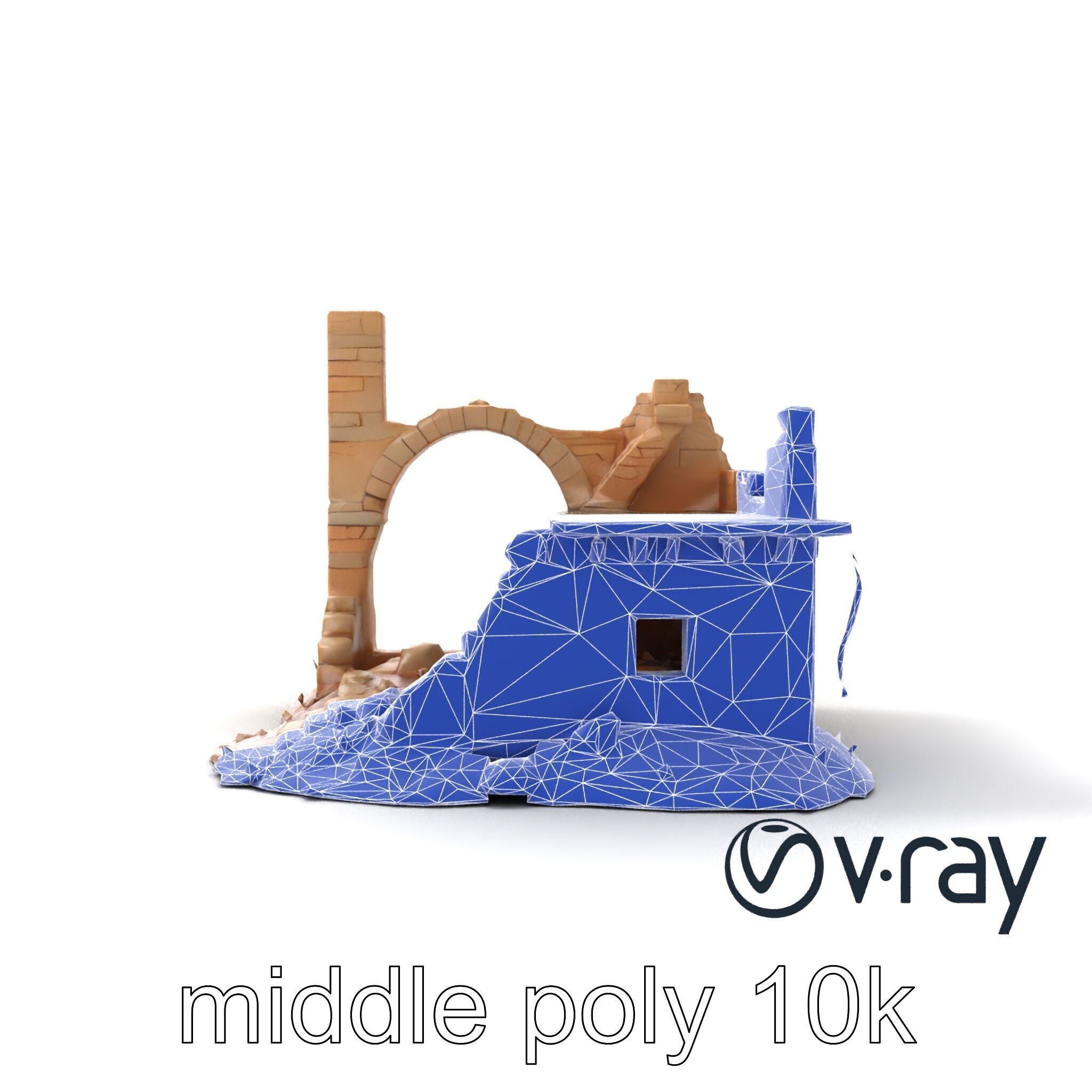 Shattered Cottage Ruins Environment model pack Low-poly 3D model_17