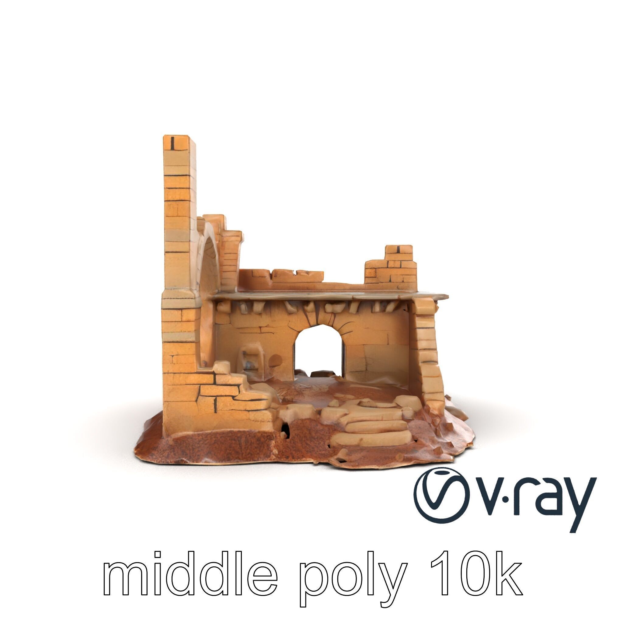 Shattered Cottage Ruins Environment model pack Low-poly 3D model_20