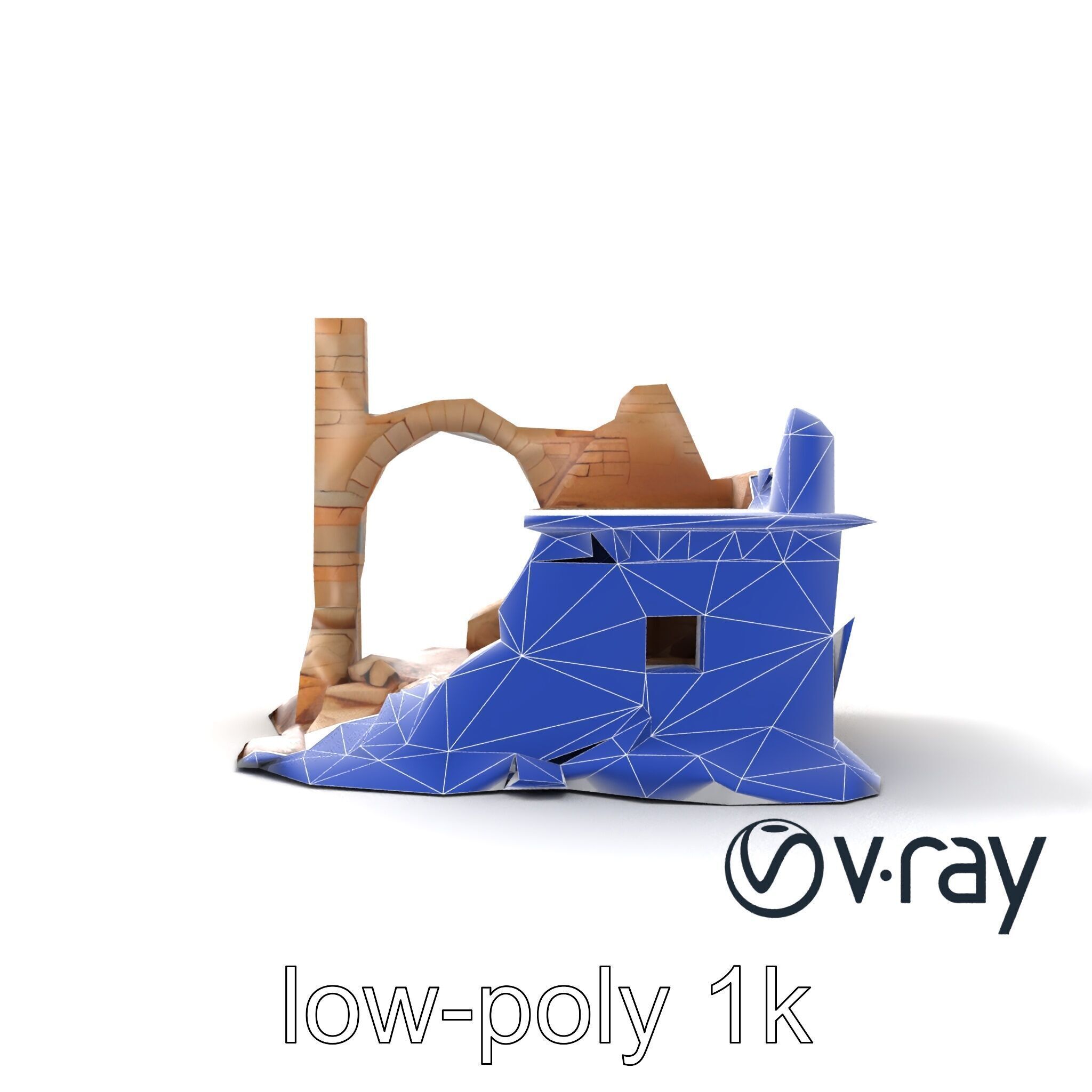 Shattered Cottage Ruins Environment model pack Low-poly 3D model_30