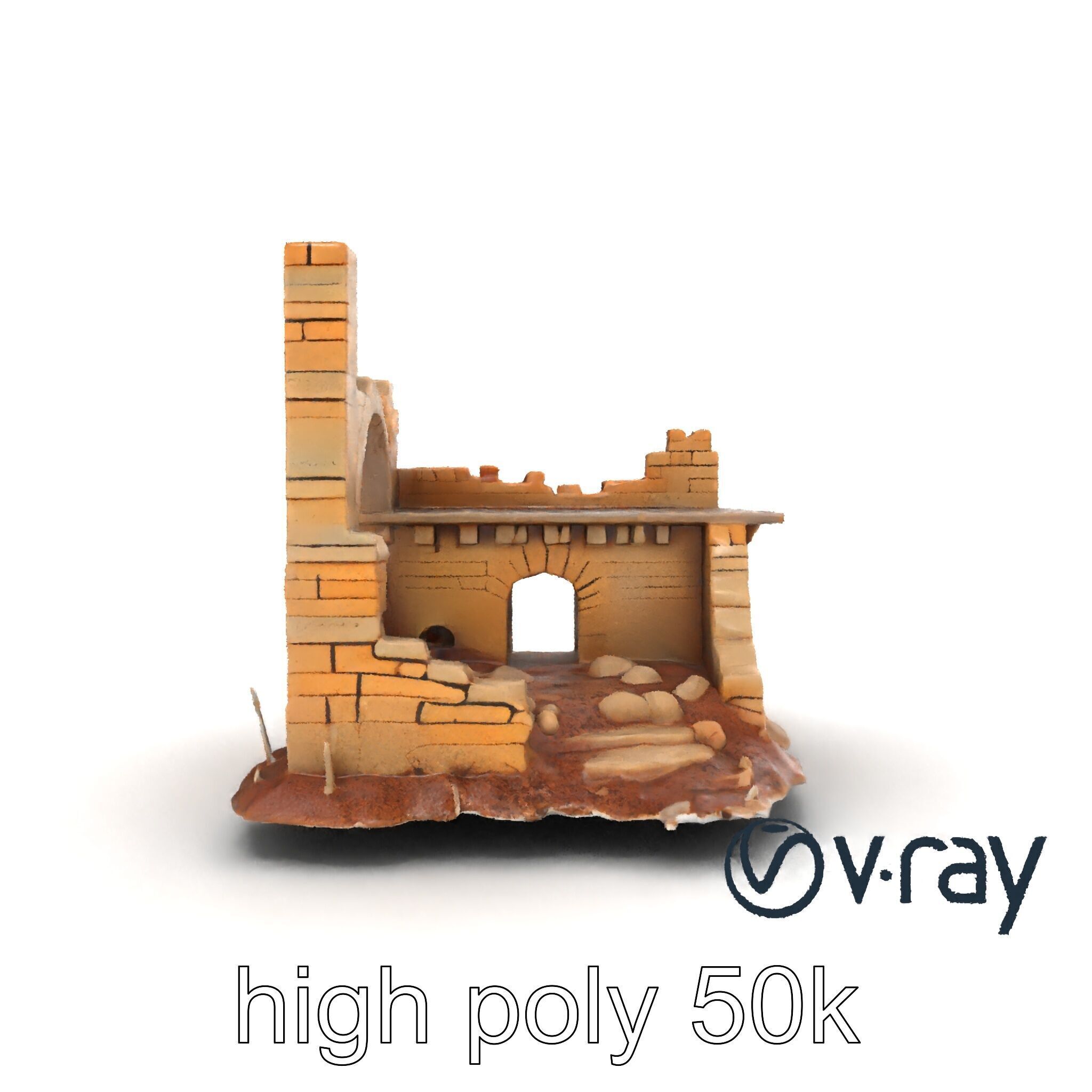 Shattered Cottage Ruins Environment model pack Low-poly 3D model_19