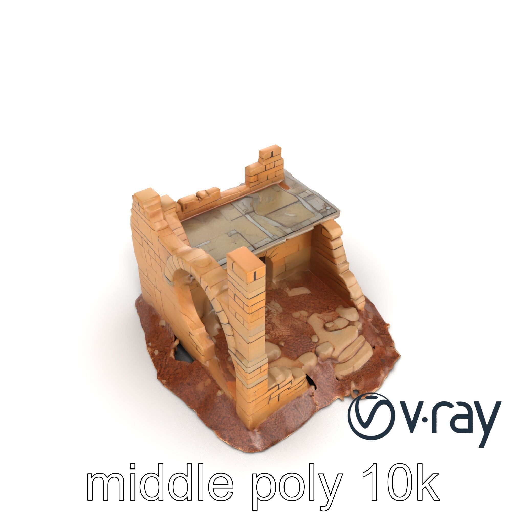 Shattered Cottage Ruins Environment model pack Low-poly 3D model_23