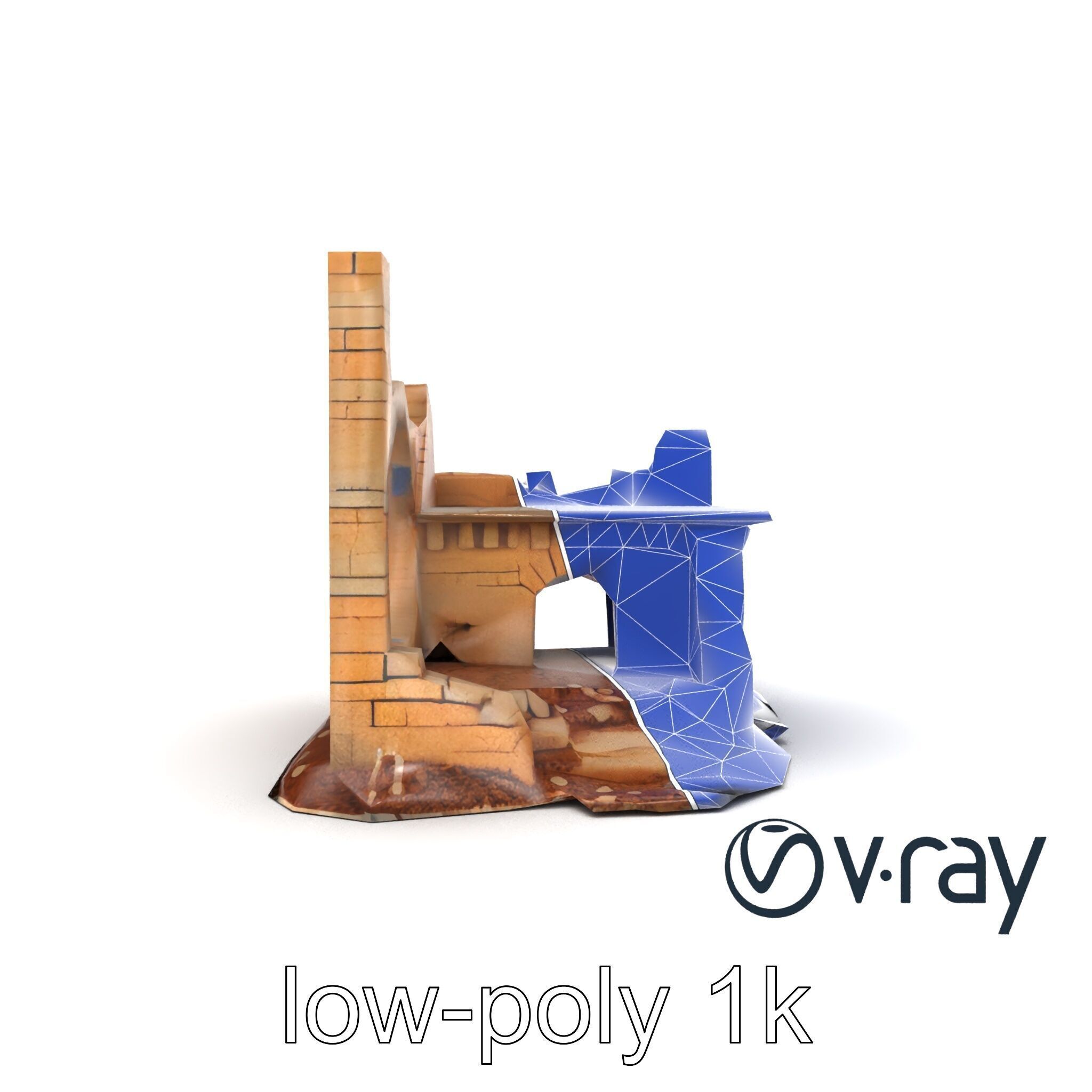 Shattered Cottage Ruins Environment model pack Low-poly 3D model_18