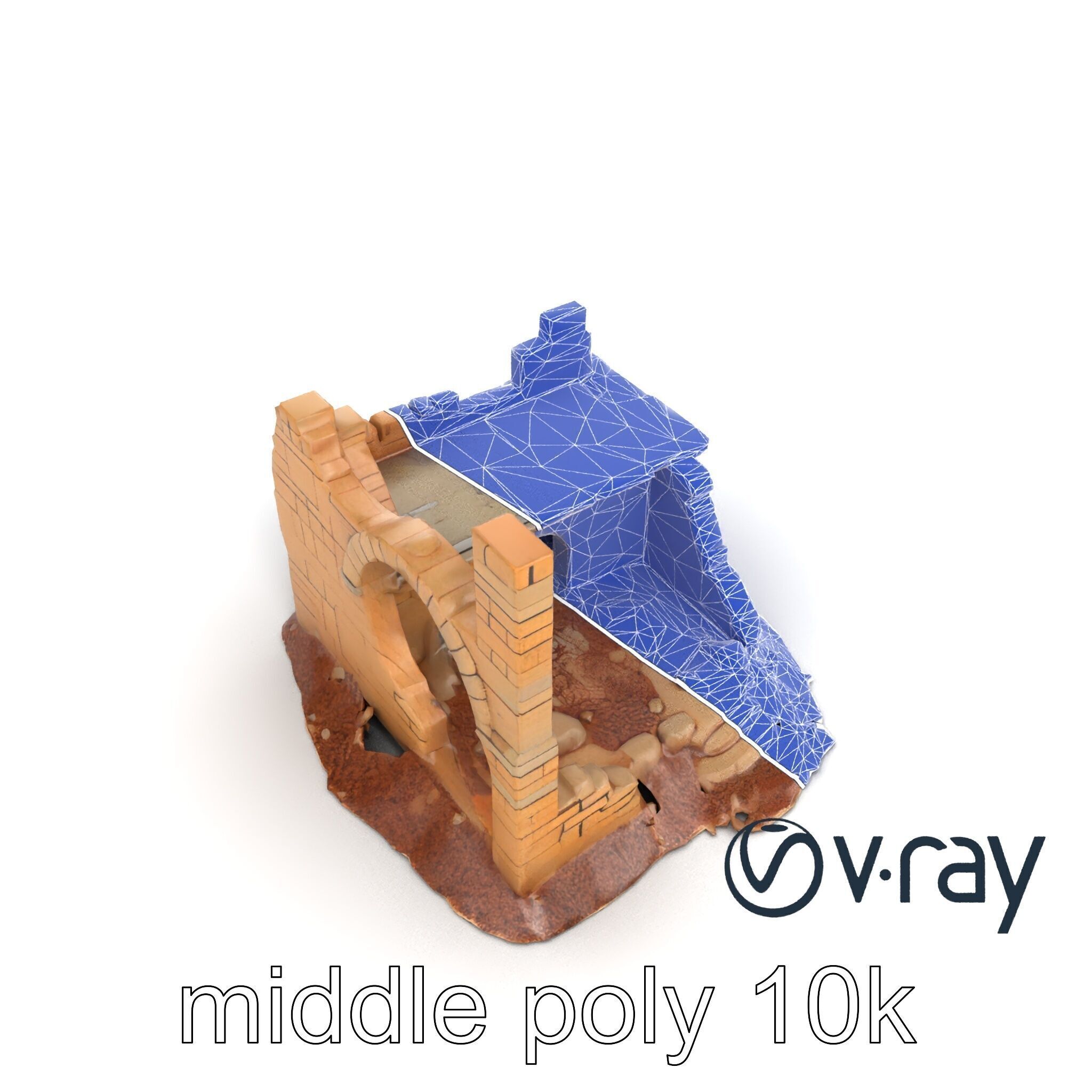 Shattered Cottage Ruins Environment model pack Low-poly 3D model_15