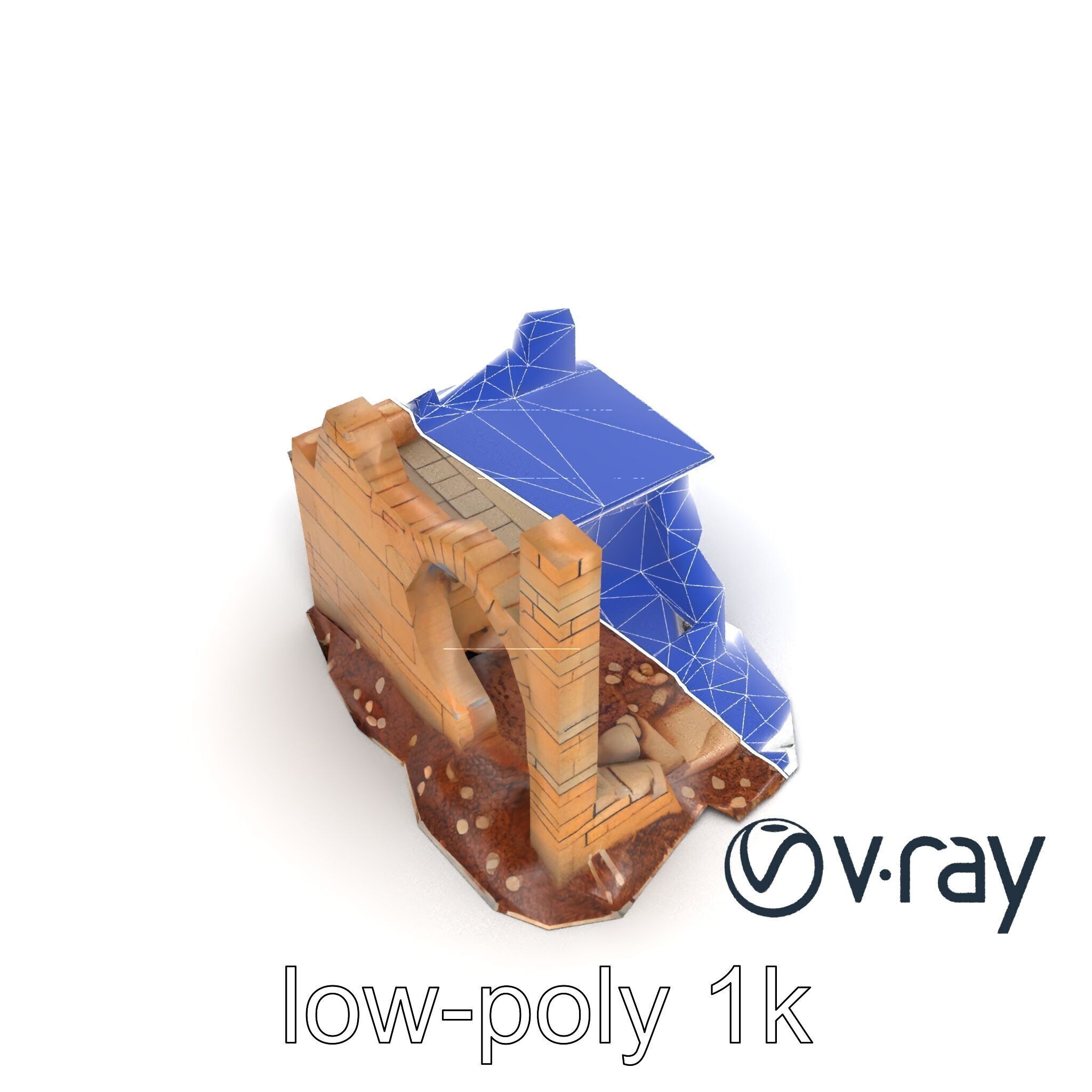 Shattered Cottage Ruins Environment model pack Low-poly 3D model_21