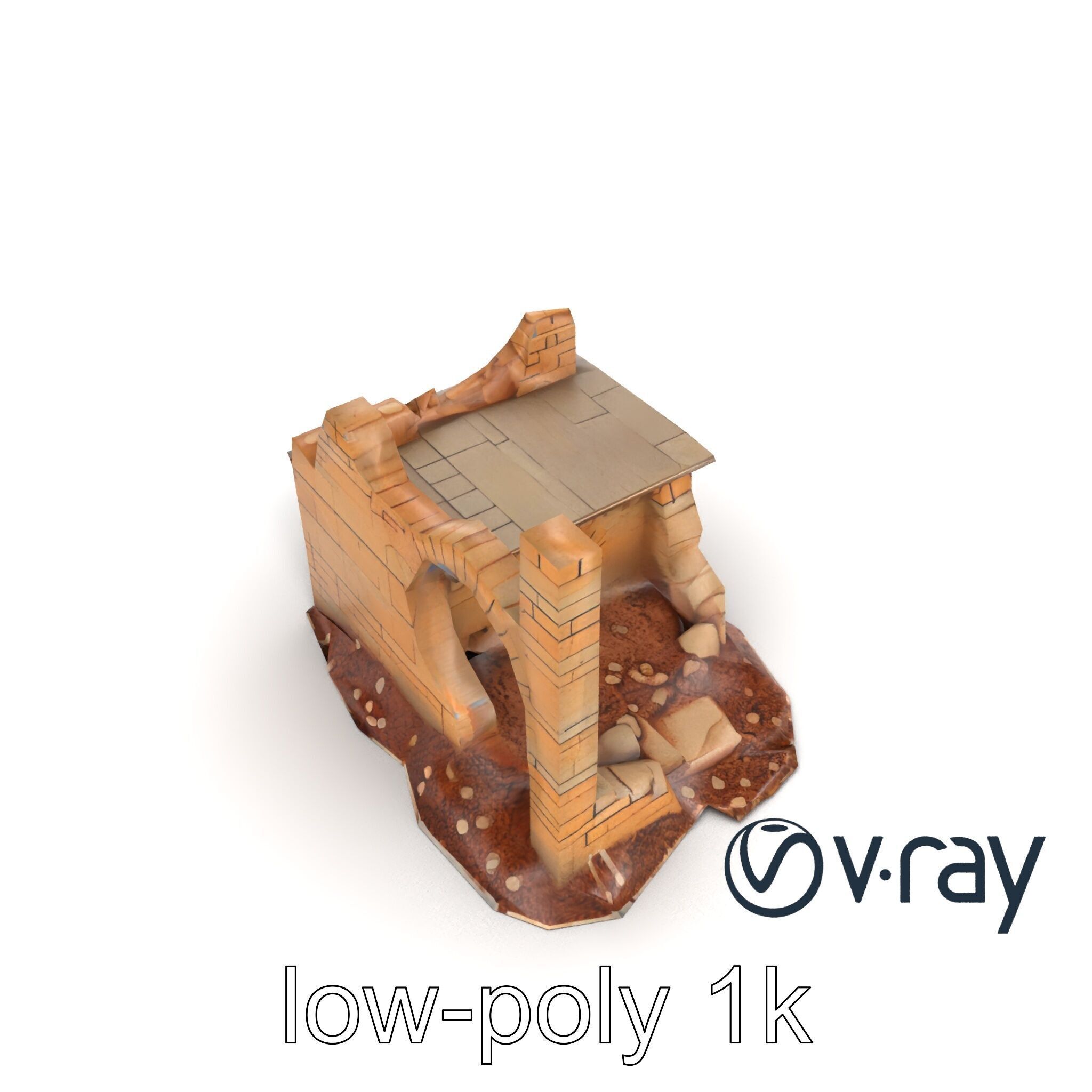 Shattered Cottage Ruins Environment model pack Low-poly 3D model_28