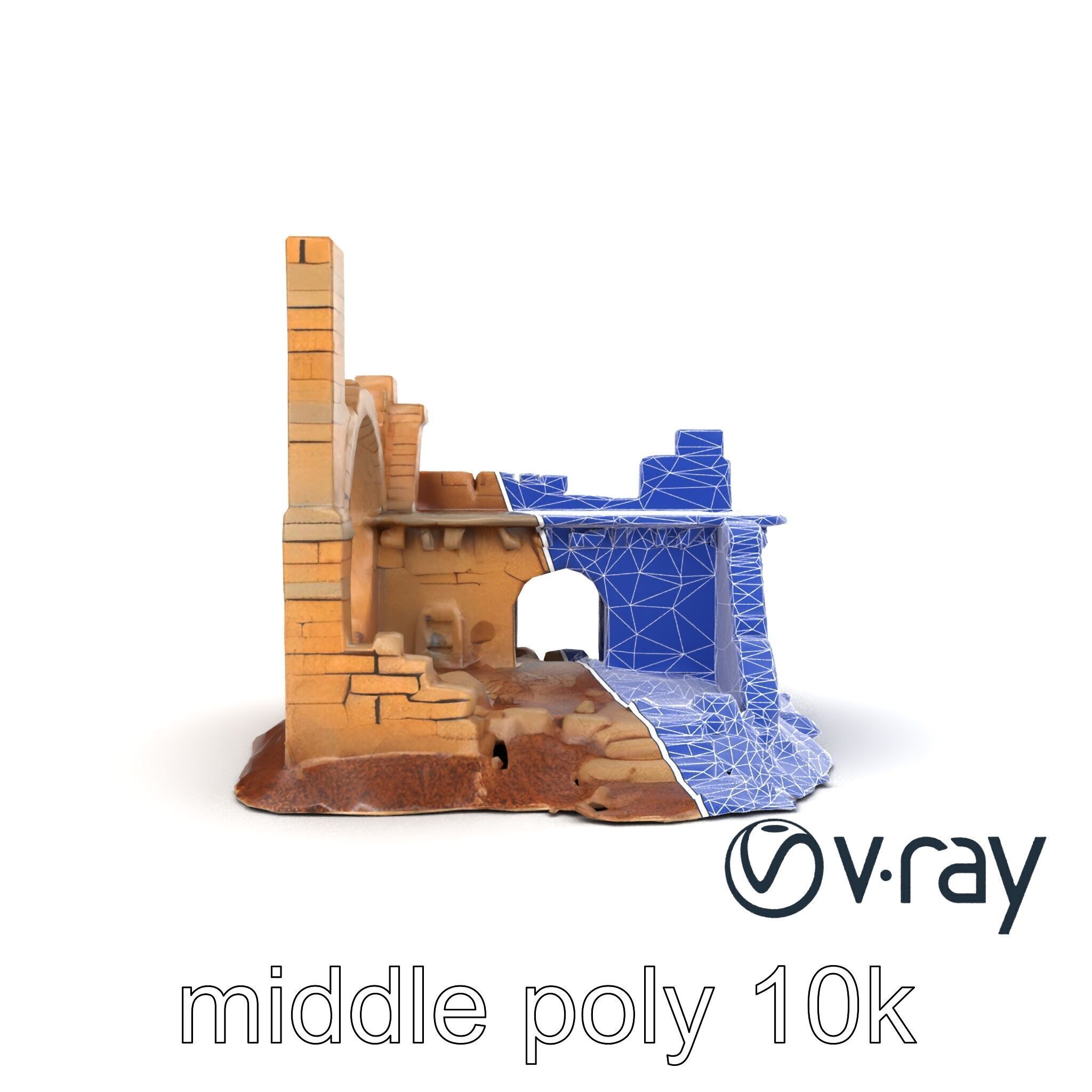 Shattered Cottage Ruins Environment model pack Low-poly 3D model_25