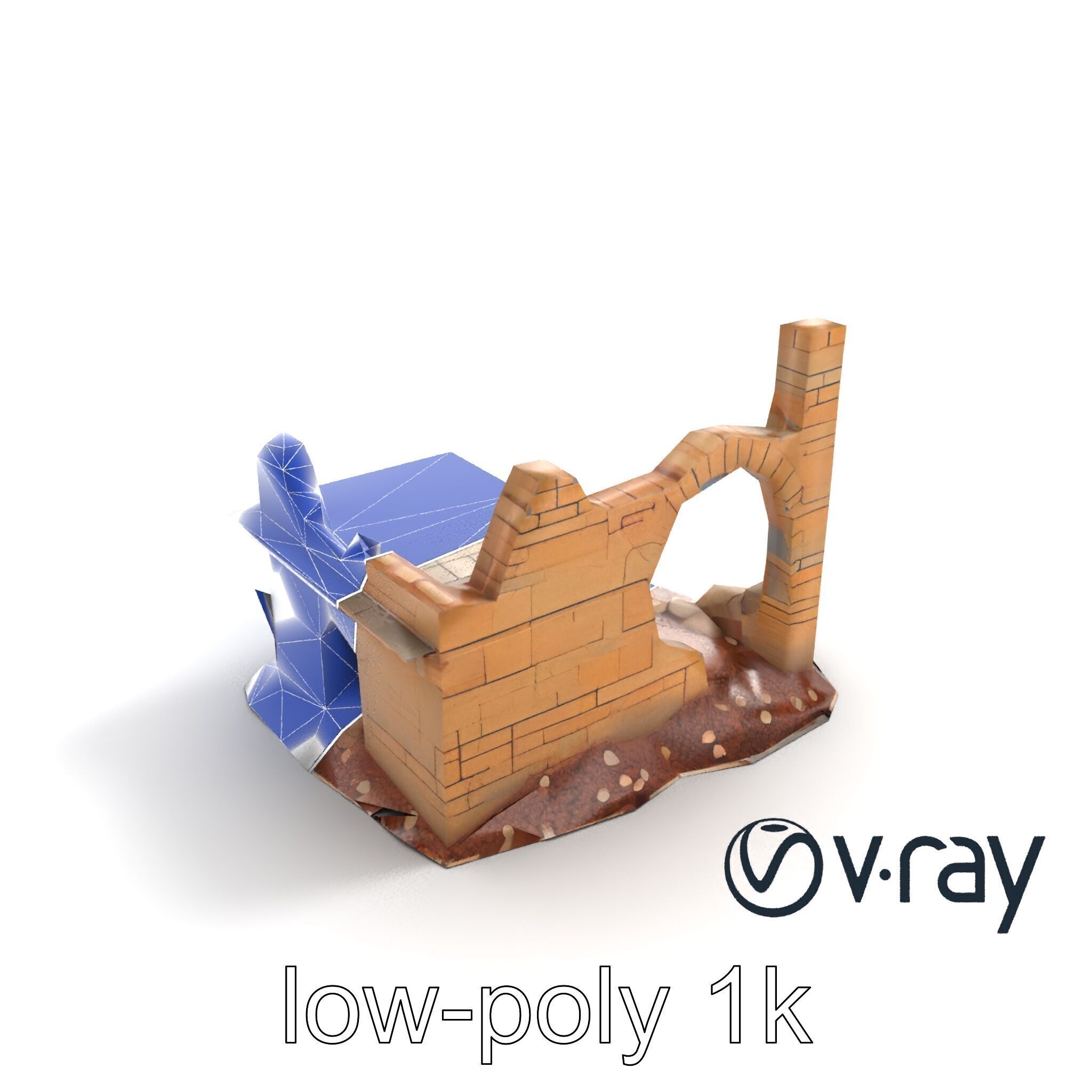 Shattered Cottage Ruins Environment model pack Low-poly 3D model_16