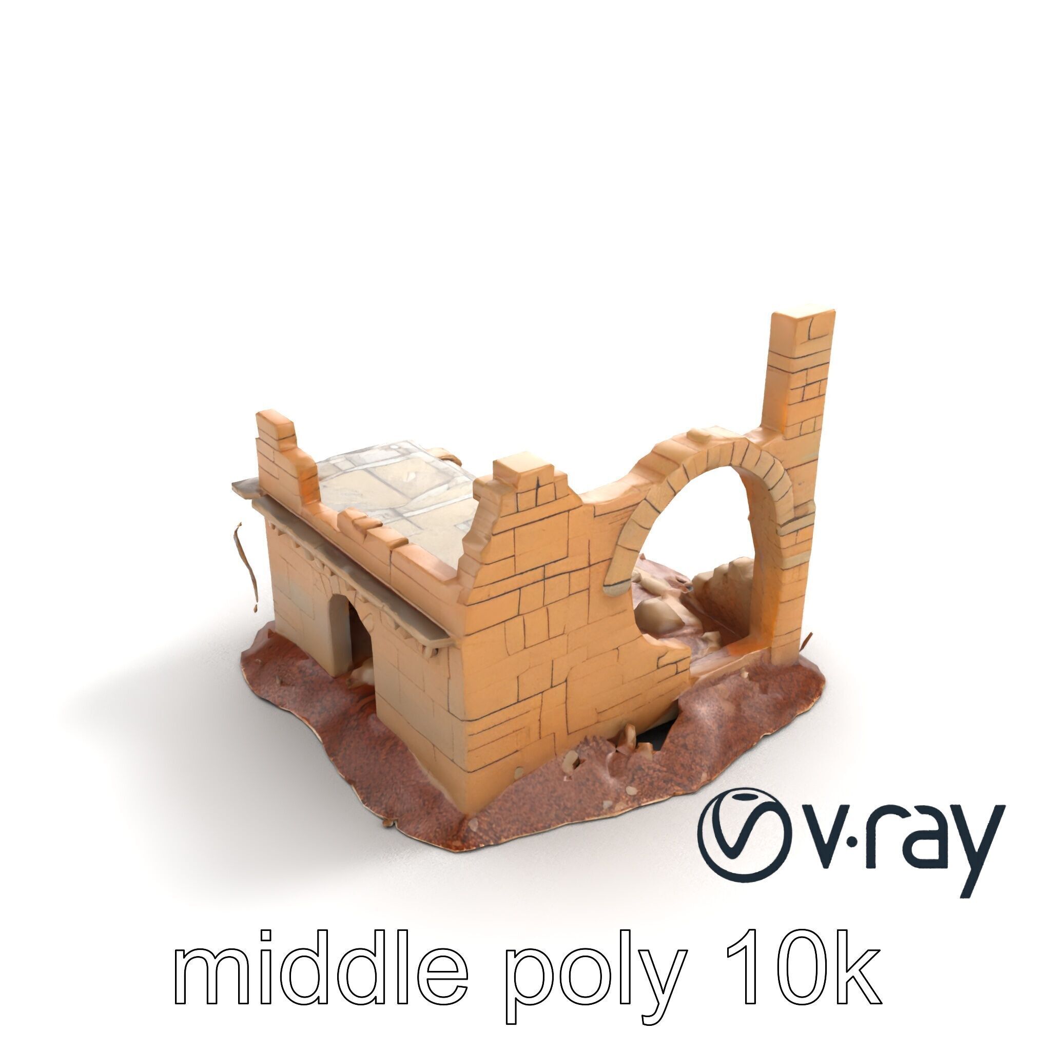 Shattered Cottage Ruins Environment model pack Low-poly 3D model_8