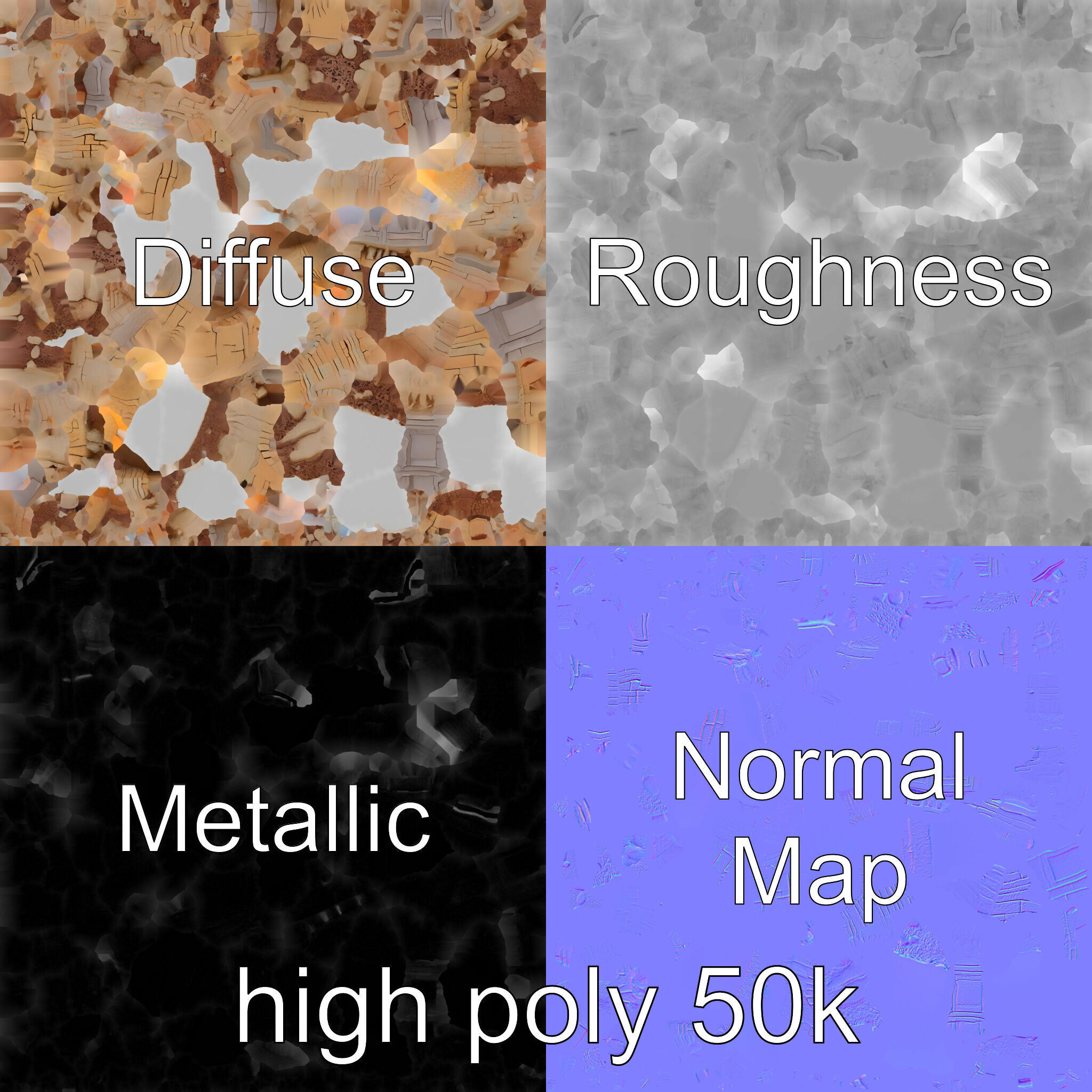 Shattered Cottage Ruins Environment model pack Low-poly 3D model_3