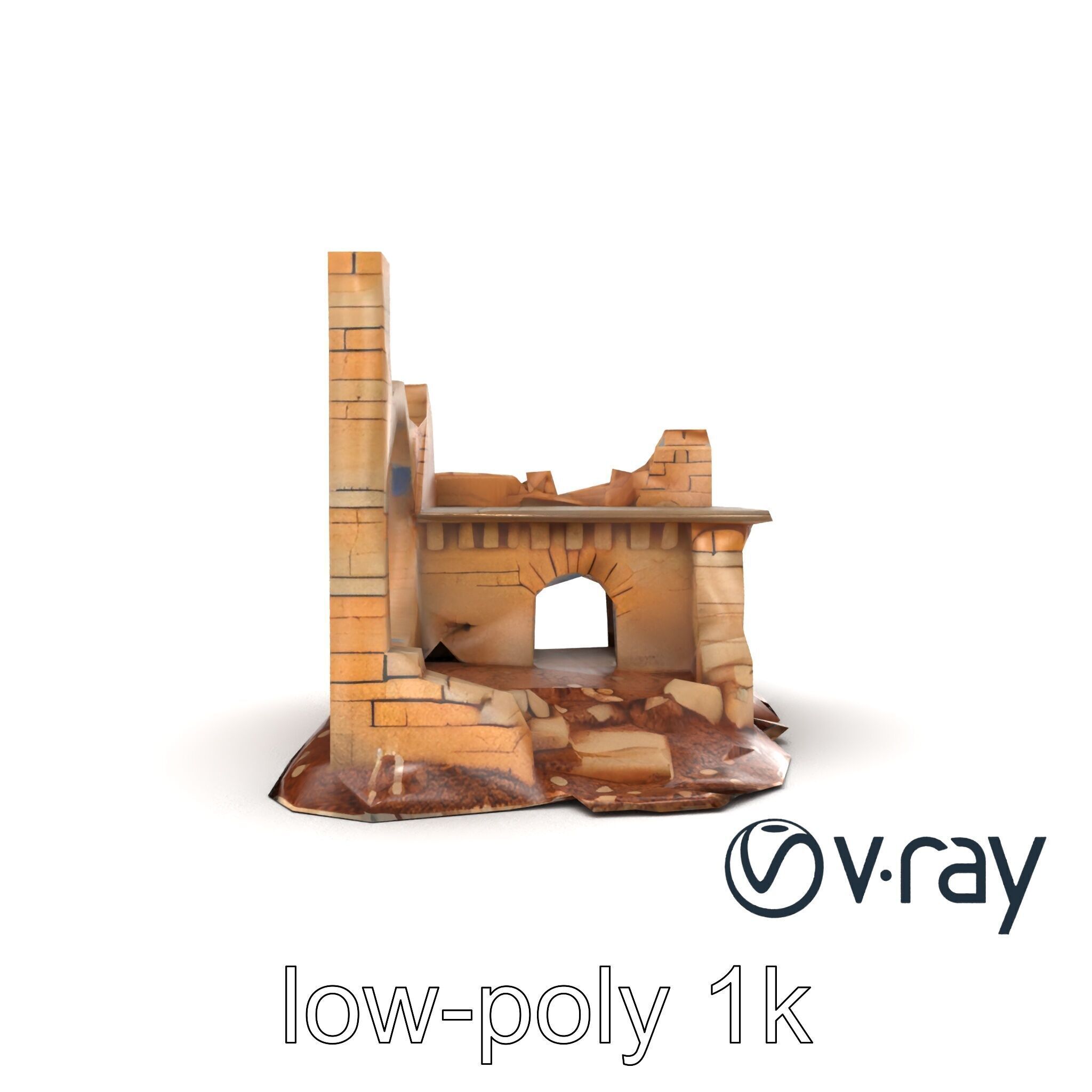 Shattered Cottage Ruins Environment model pack Low-poly 3D model_27