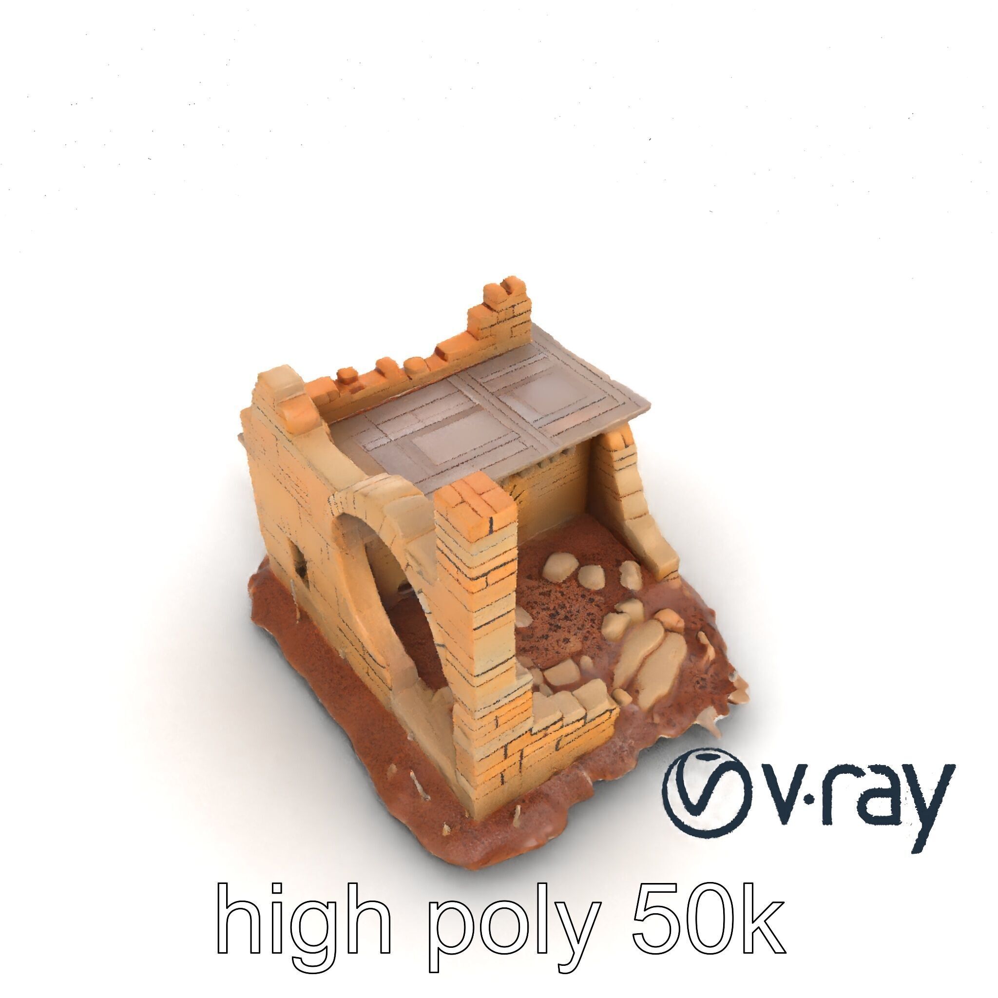 Shattered Cottage Ruins Environment model pack Low-poly 3D model_13