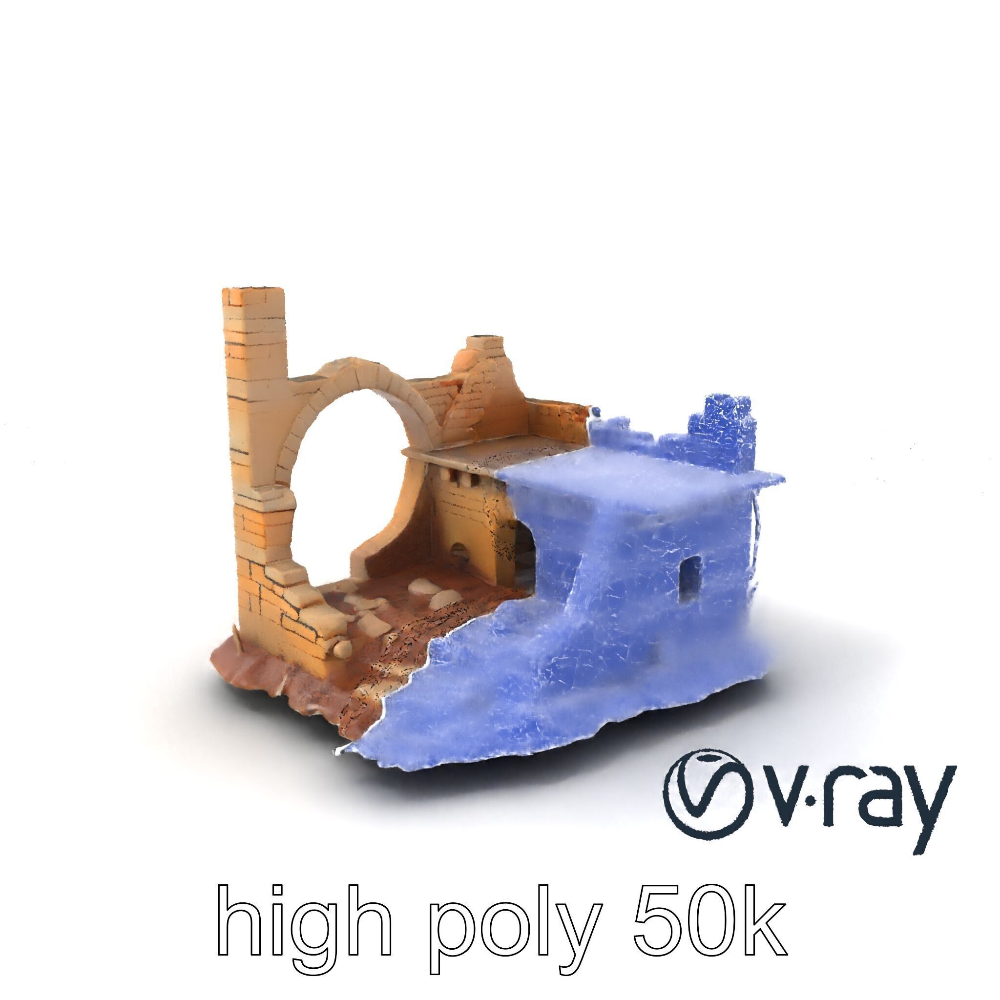 Shattered Cottage Ruins Environment model pack Low-poly 3D model_10