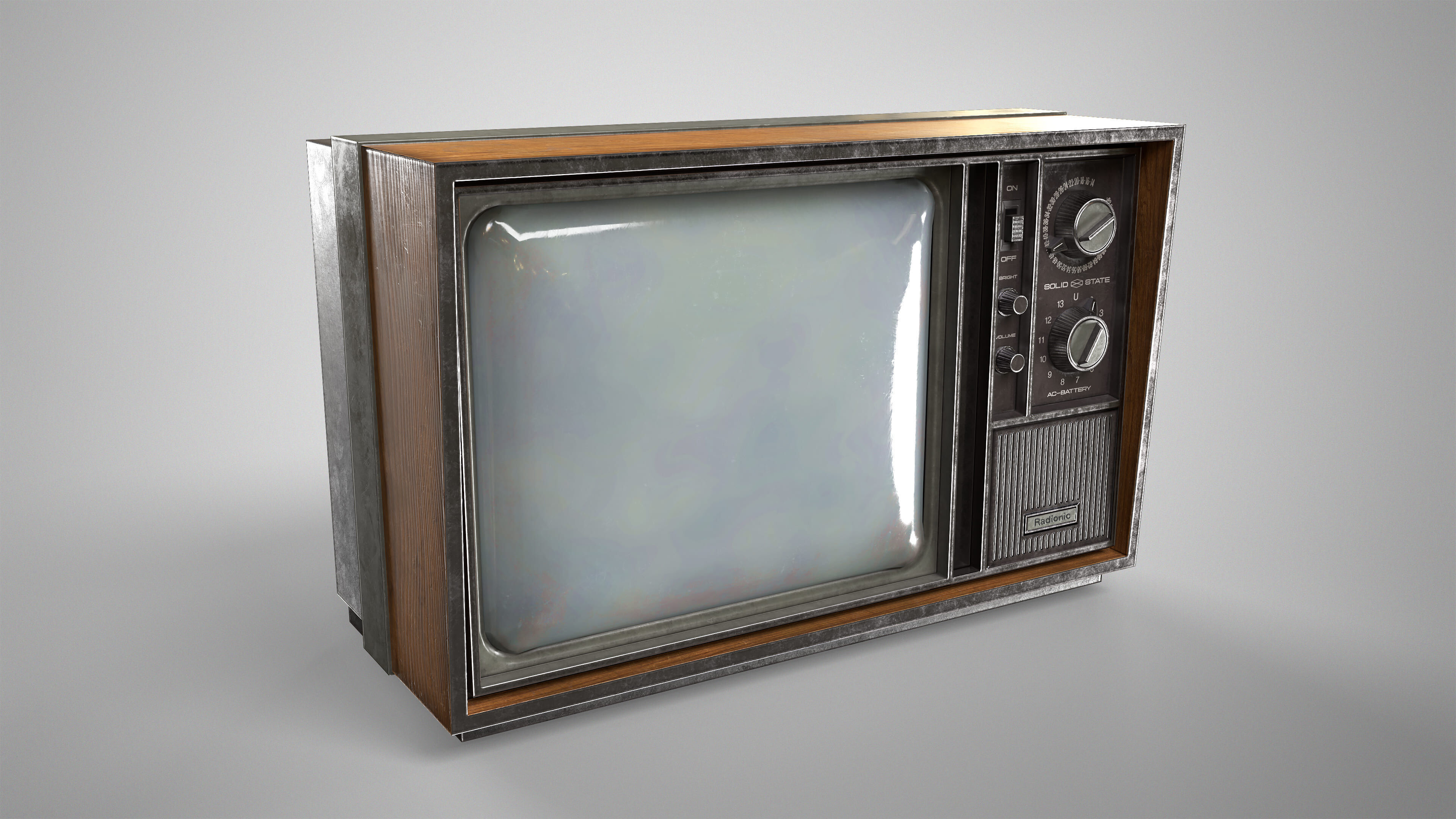 Retro TV - Vintage CRT Television Gameready Lowpoly Low-poly 3D model_6