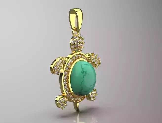 Turtle pendant with malachite and diamonds model jp0165