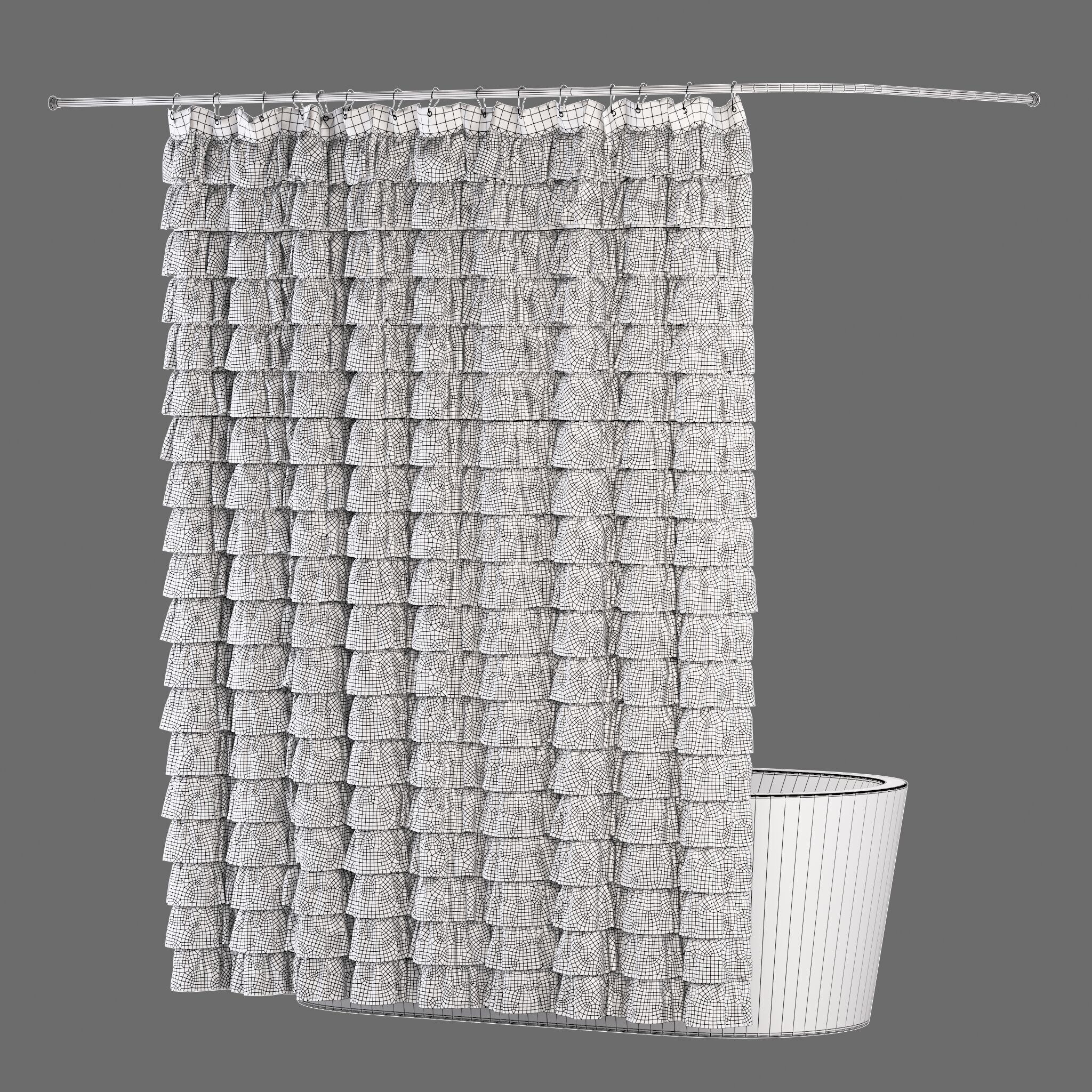 Bath Curtain Set 12 3D model_5