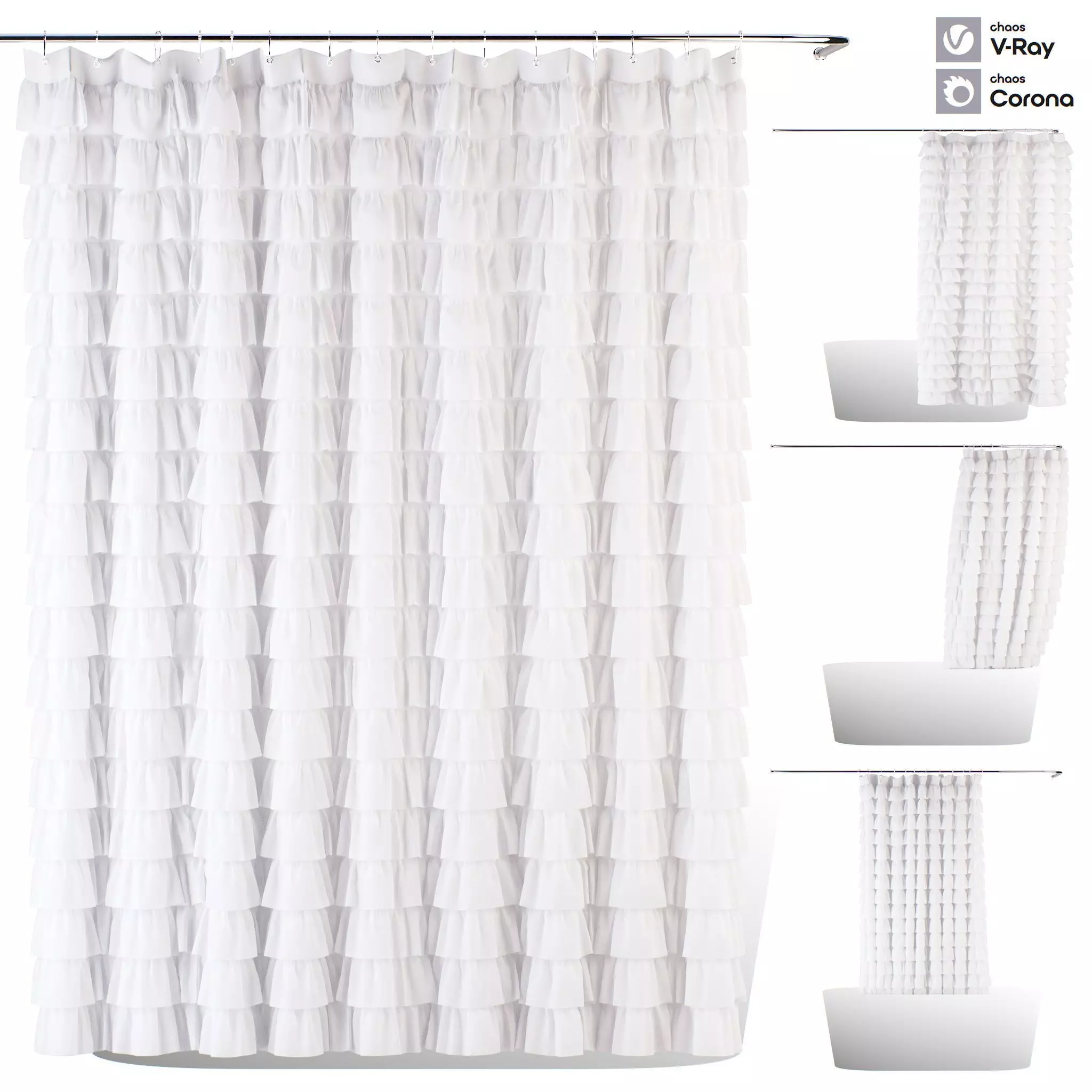 Bath Curtain Set 12 3D model_0