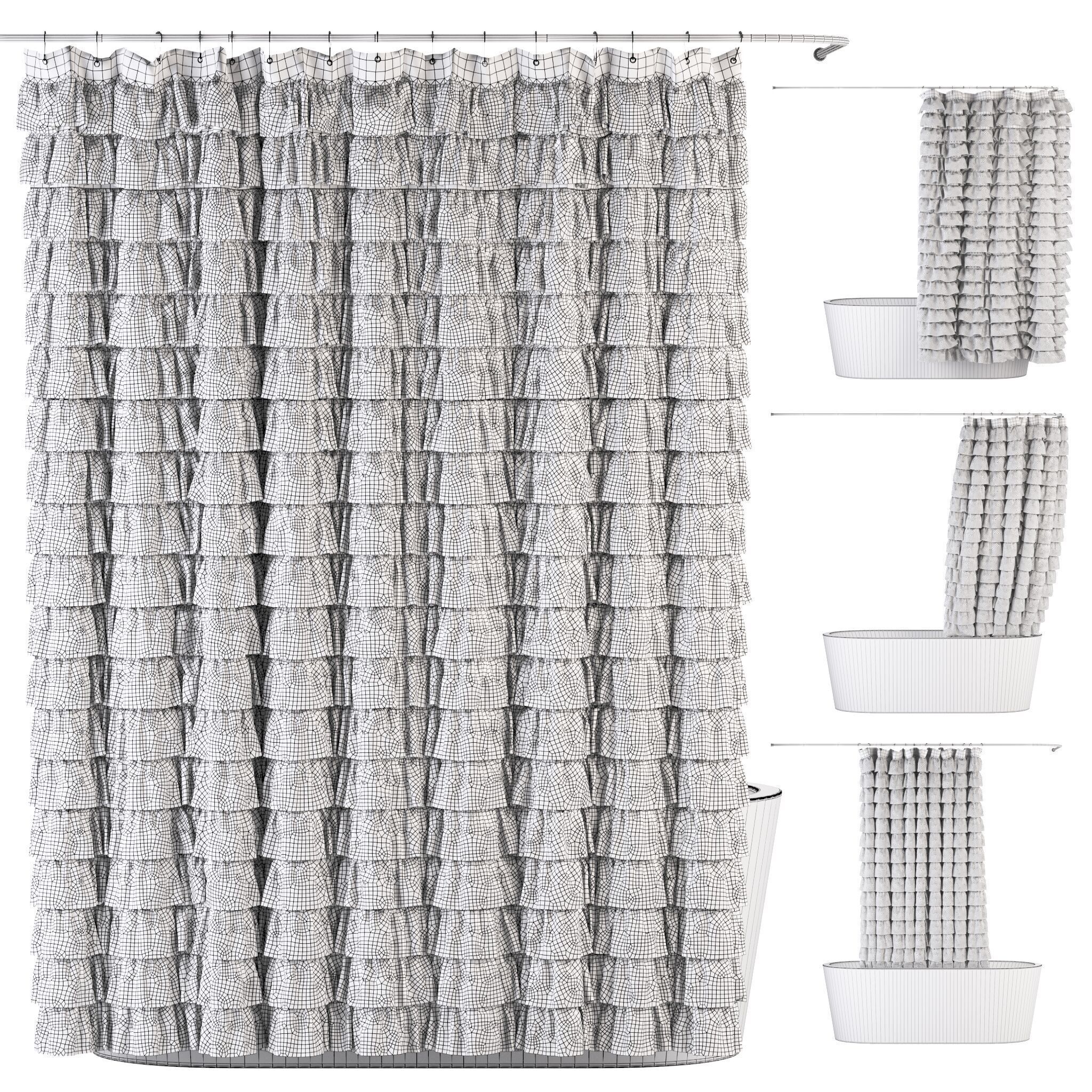 Bath Curtain Set 12 3D model_1