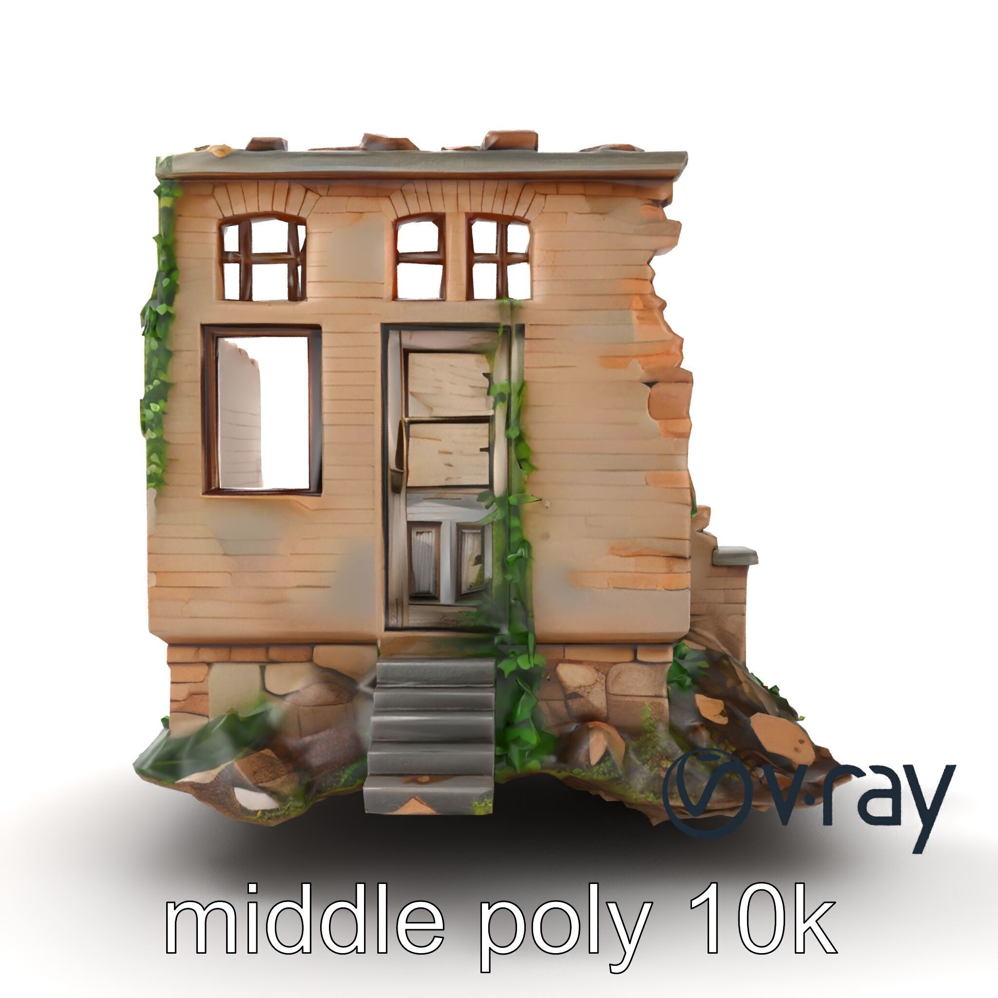 Abandoned House Ruin model pack Low-poly 3D model_13