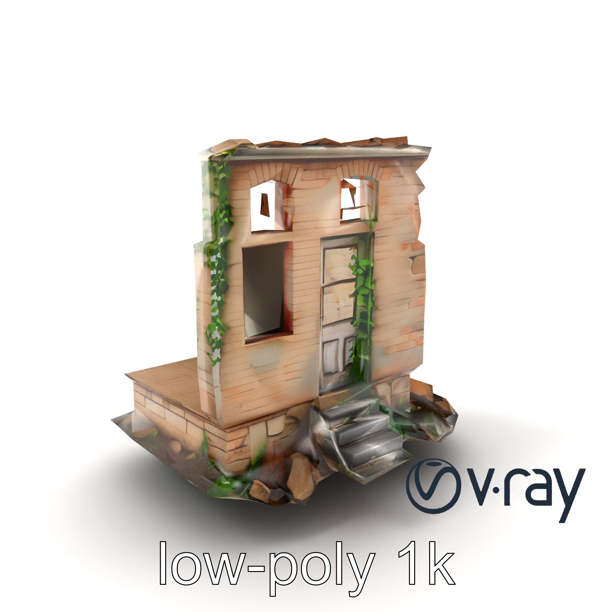 Abandoned House Ruin model pack Low-poly 3D model_4