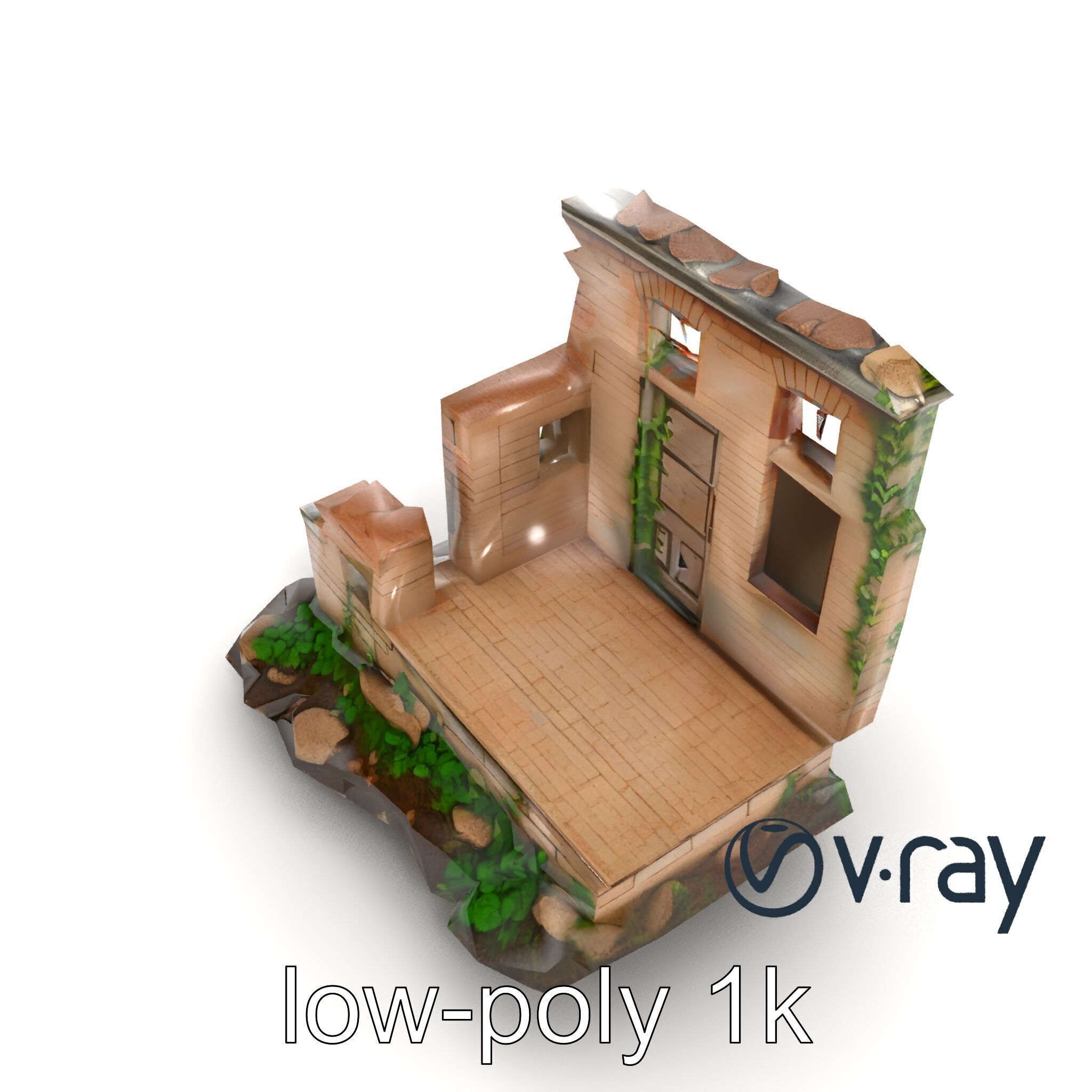 Abandoned House Ruin model pack Low-poly 3D model_16