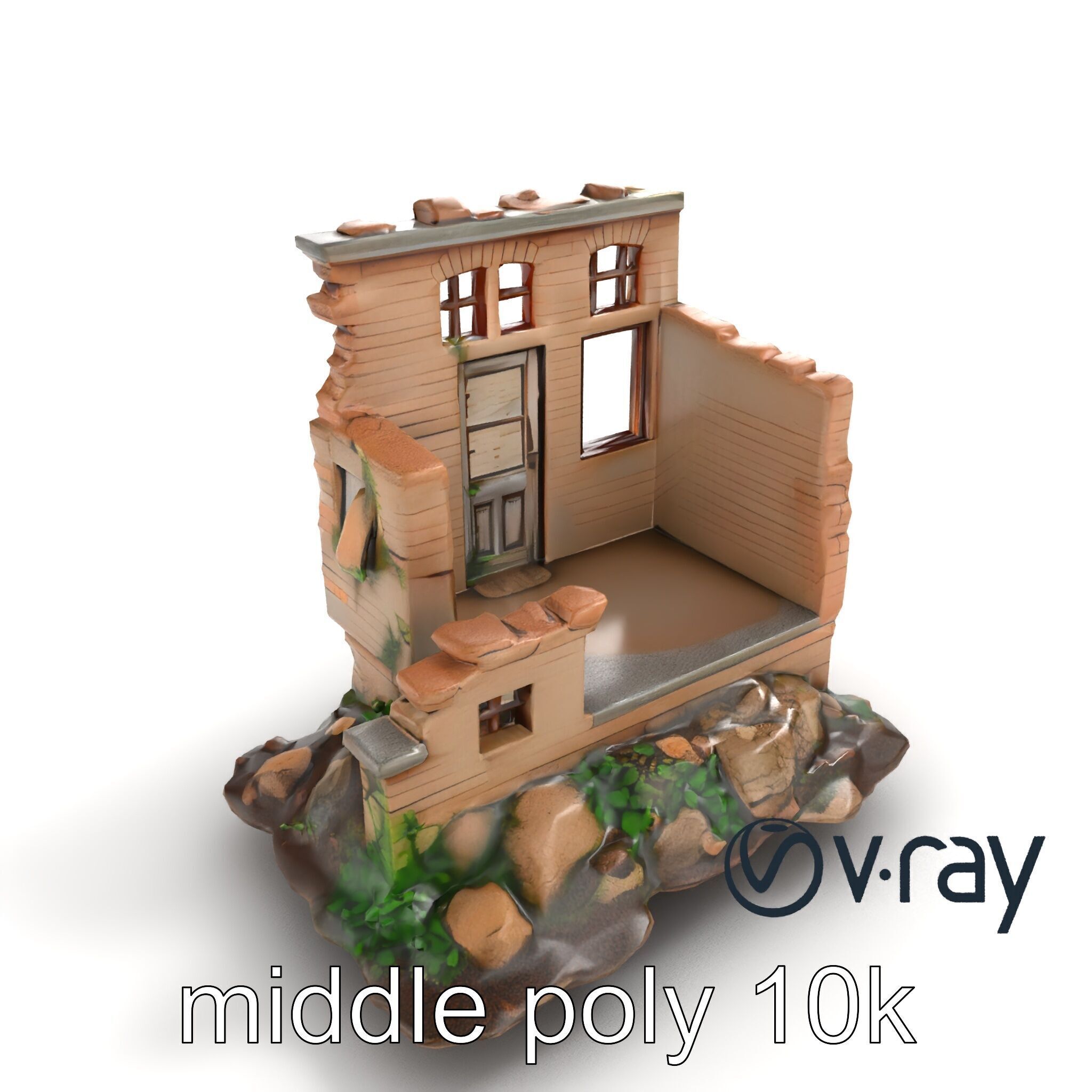 Abandoned House Ruin model pack Low-poly 3D model_7