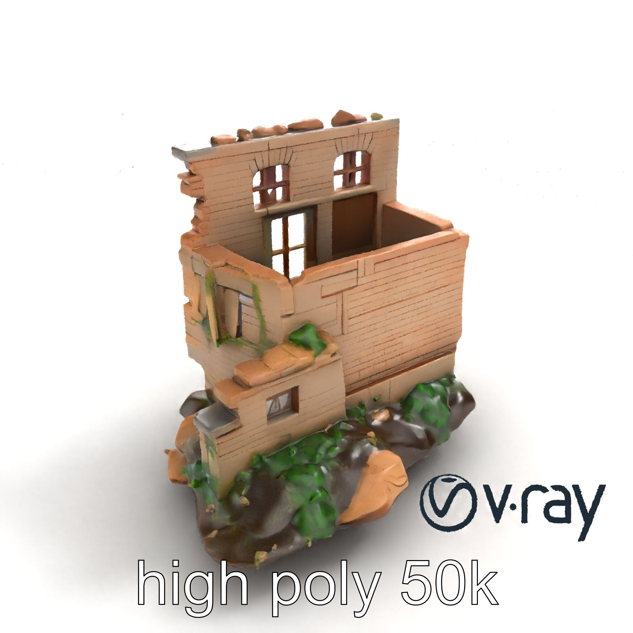 Abandoned House Ruin model pack Low-poly 3D model_9