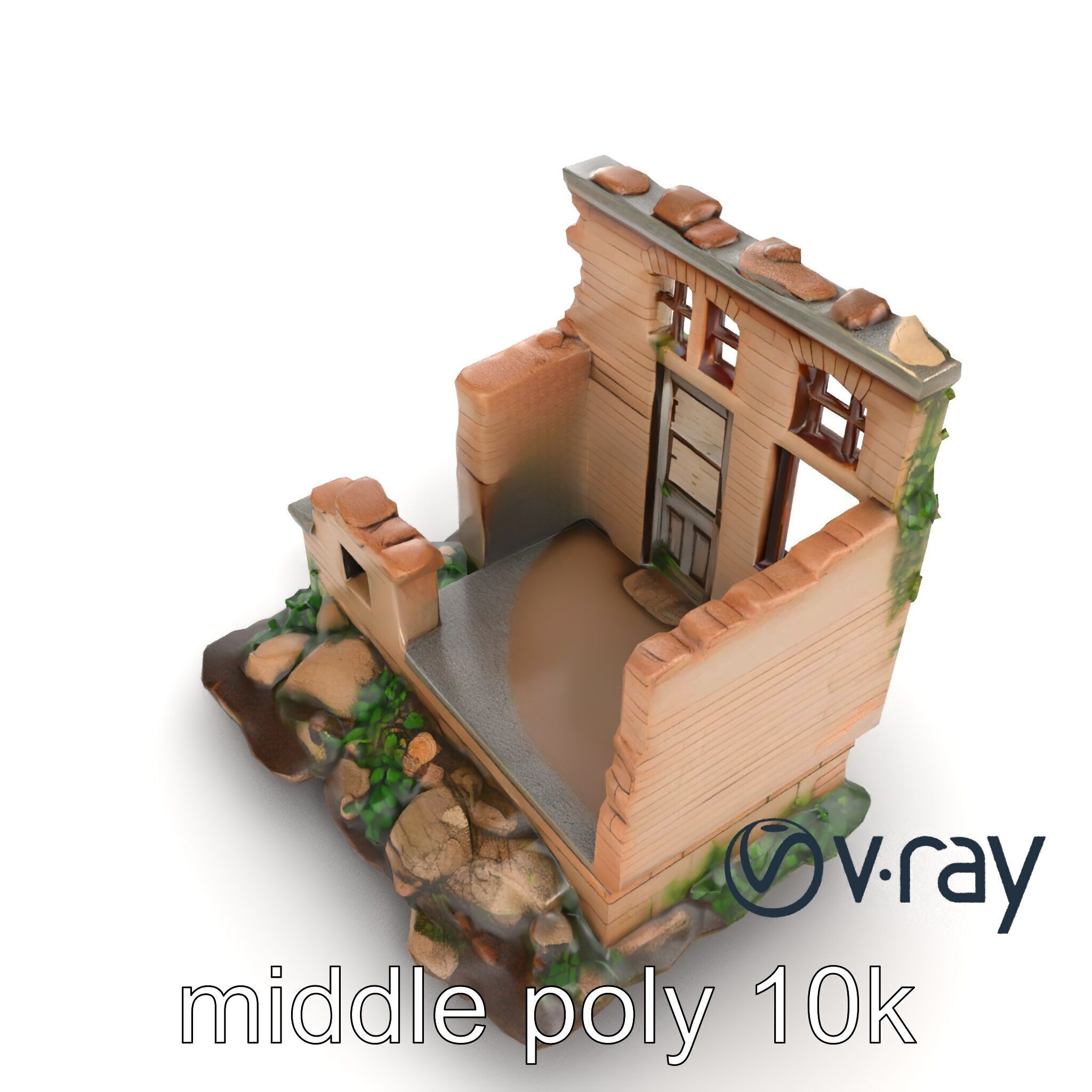 Abandoned House Ruin model pack Low-poly 3D model_21