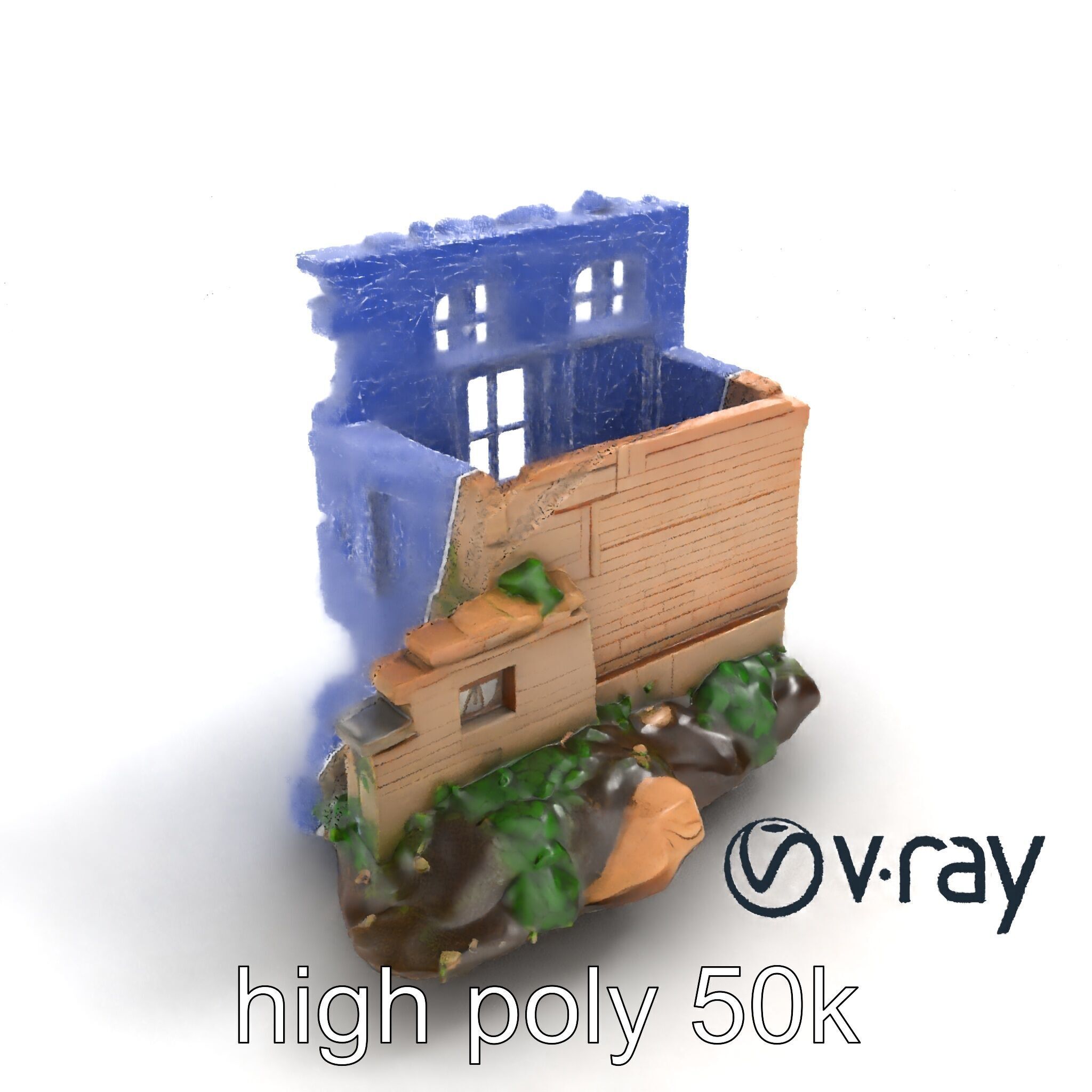 Abandoned House Ruin model pack Low-poly 3D model_14