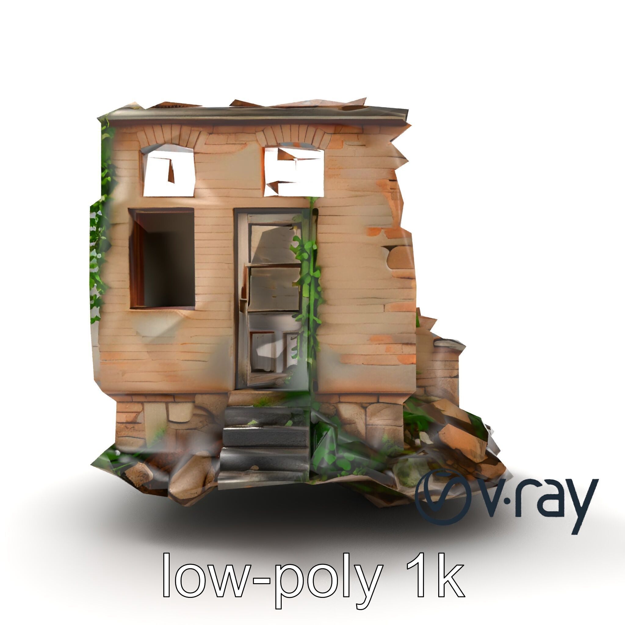 Abandoned House Ruin model pack Low-poly 3D model_17
