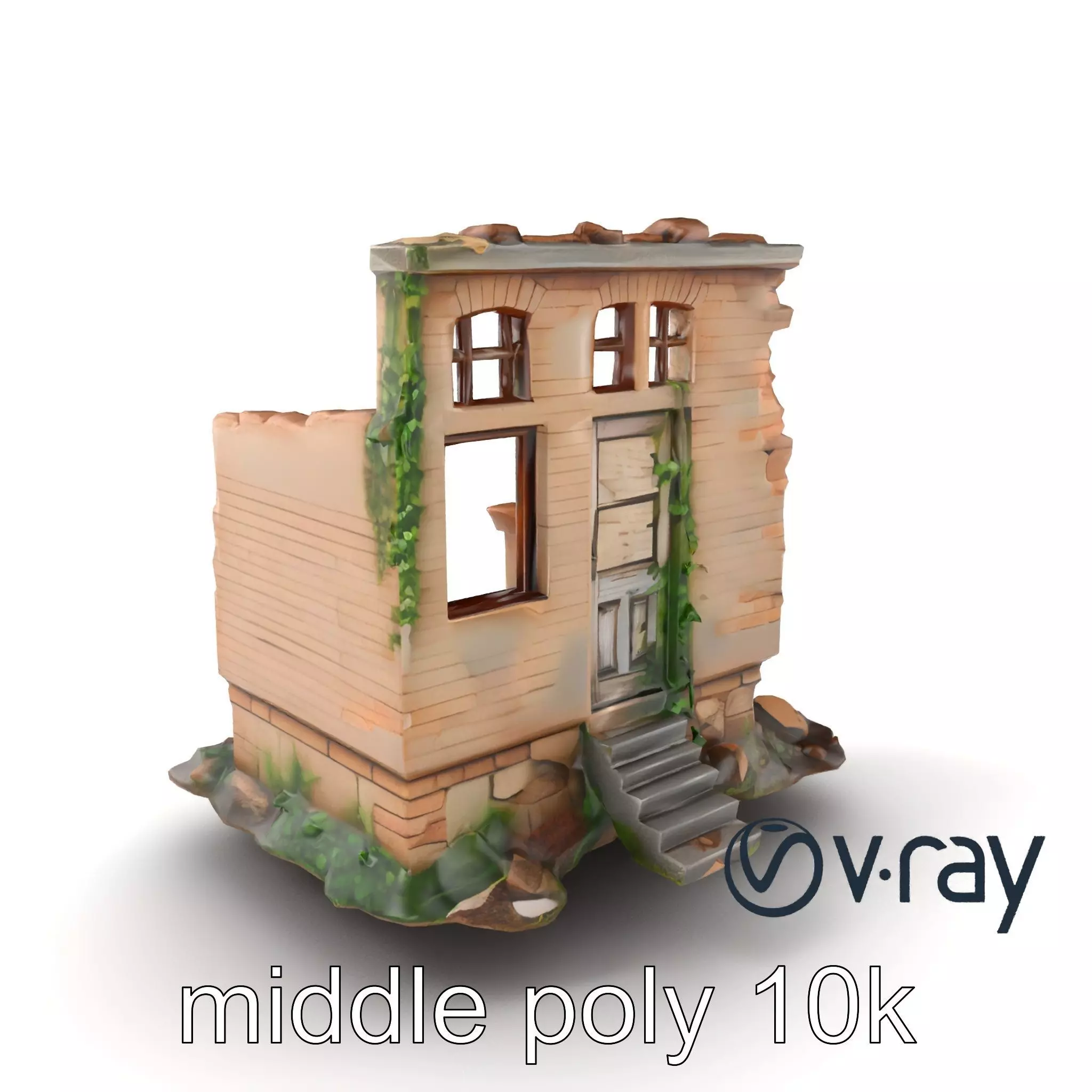 Abandoned House Ruin model pack Low-poly 3D model_0