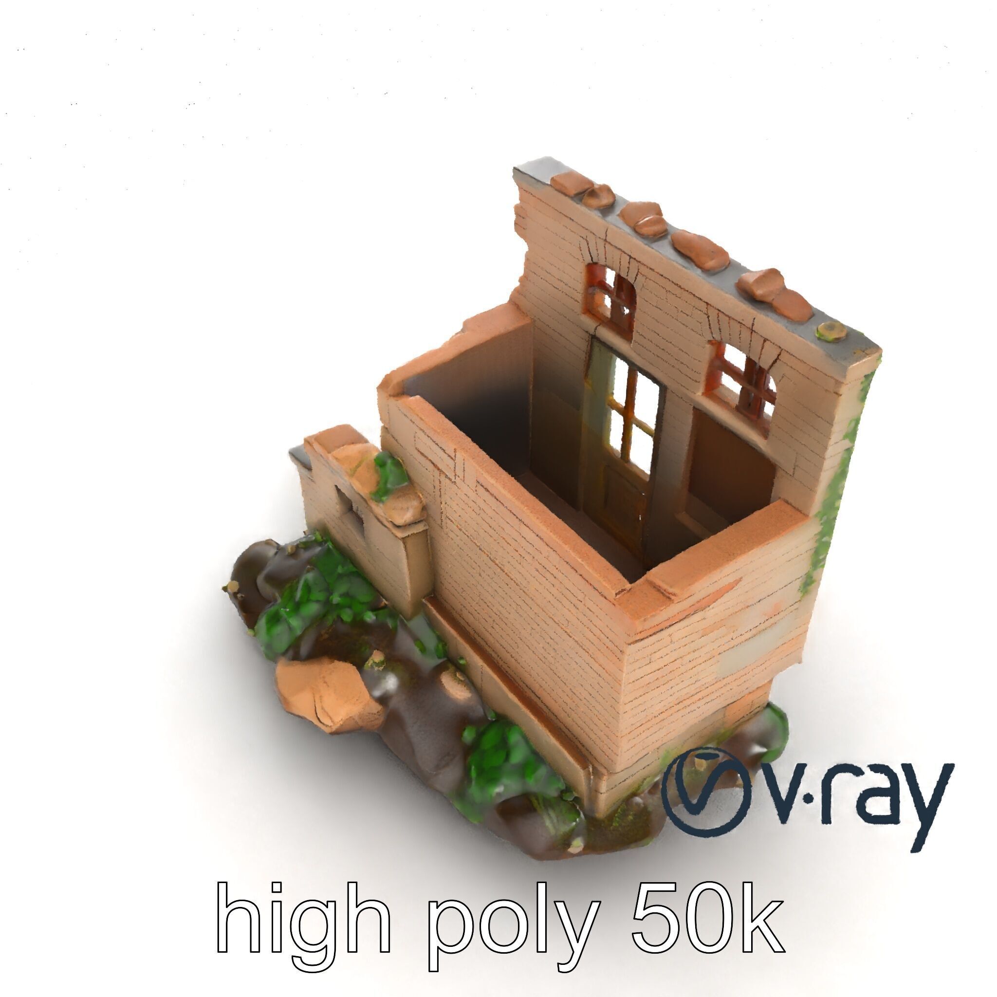 Abandoned House Ruin model pack Low-poly 3D model_29