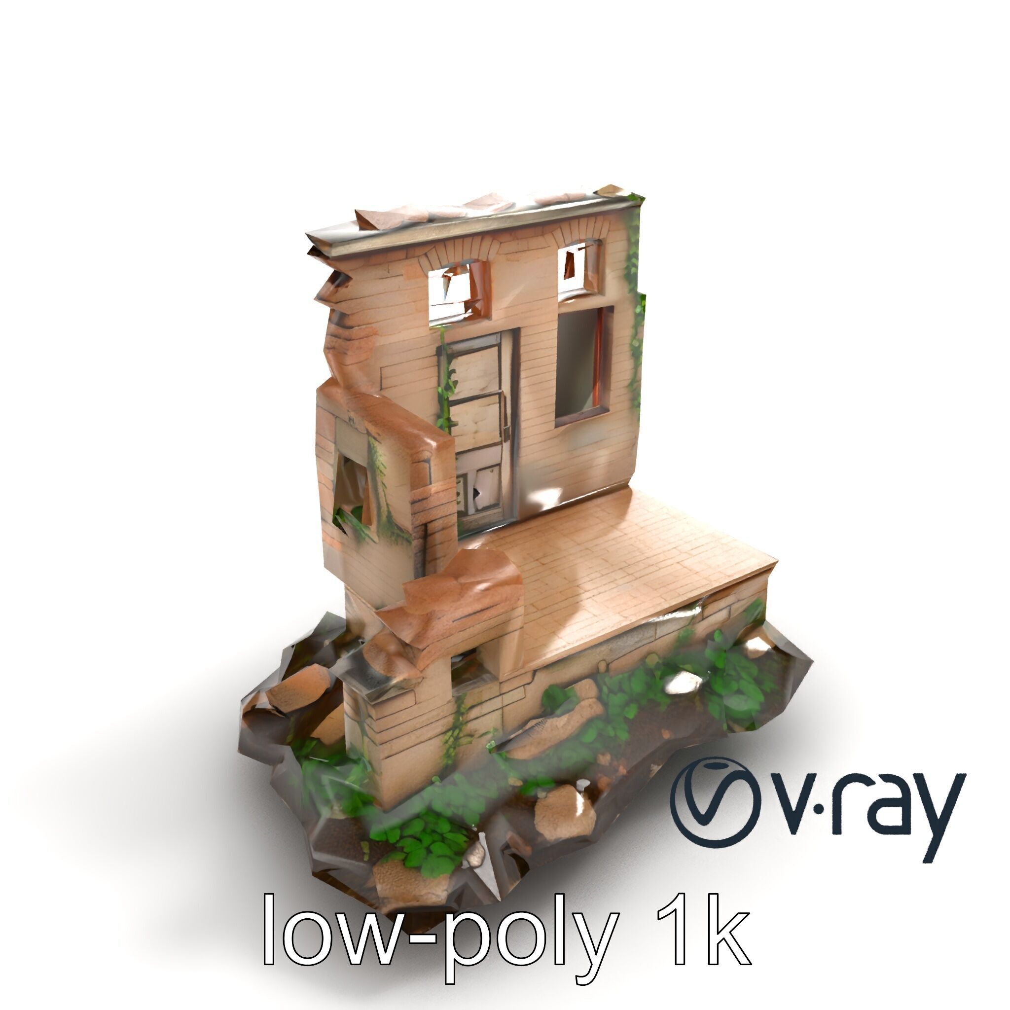 Abandoned House Ruin model pack Low-poly 3D model_8