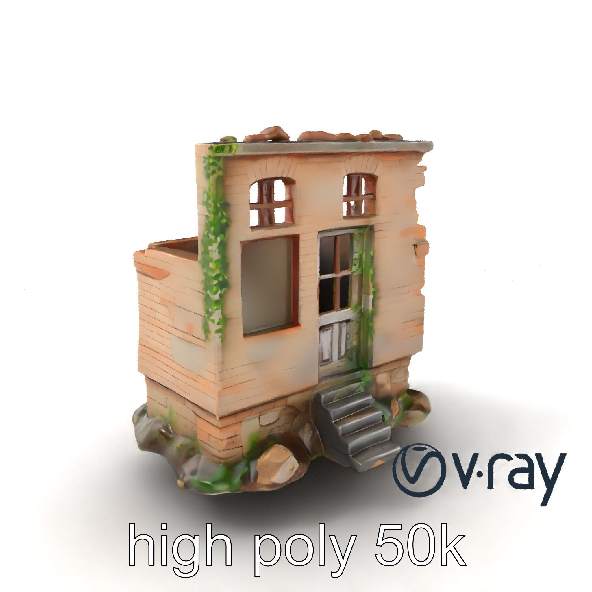 Abandoned House Ruin model pack Low-poly 3D model_2