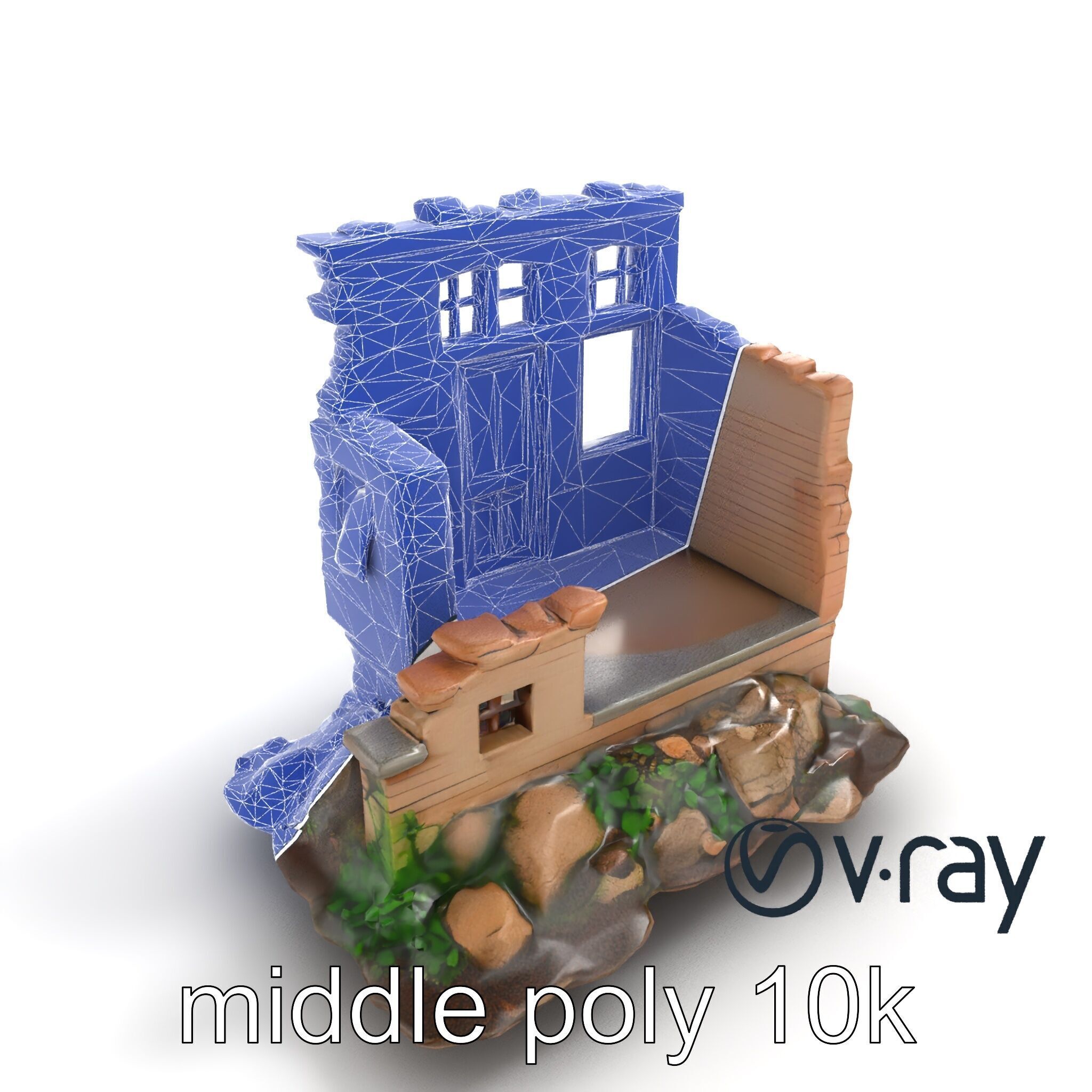 Abandoned House Ruin model pack Low-poly 3D model_24