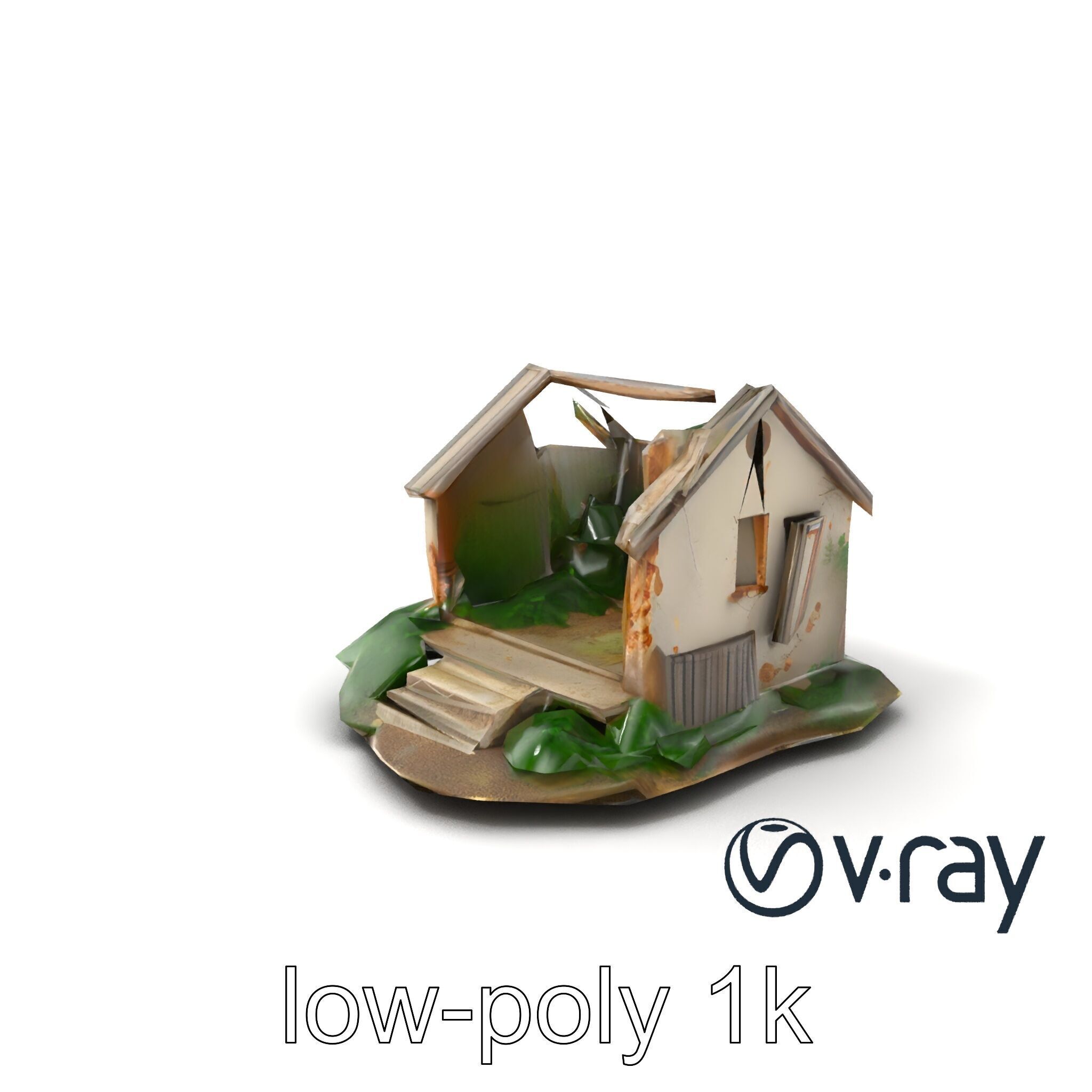 Dilapidated Forgotten House Remnant model pack Low-poly 3D model_4