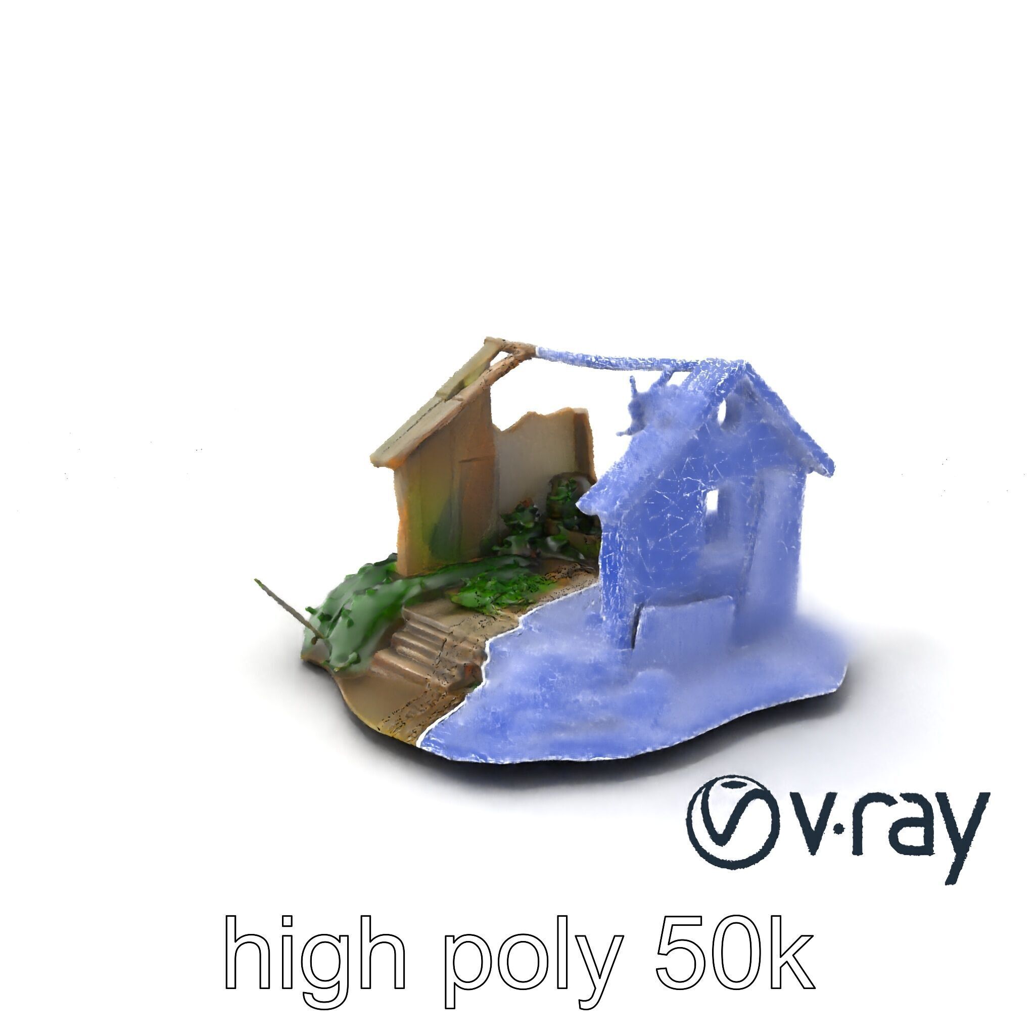 Dilapidated Forgotten House Remnant model pack Low-poly 3D model_1