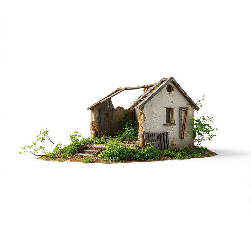 Dilapidated Forgotten House Remnant model pack Low-poly 3D model_3