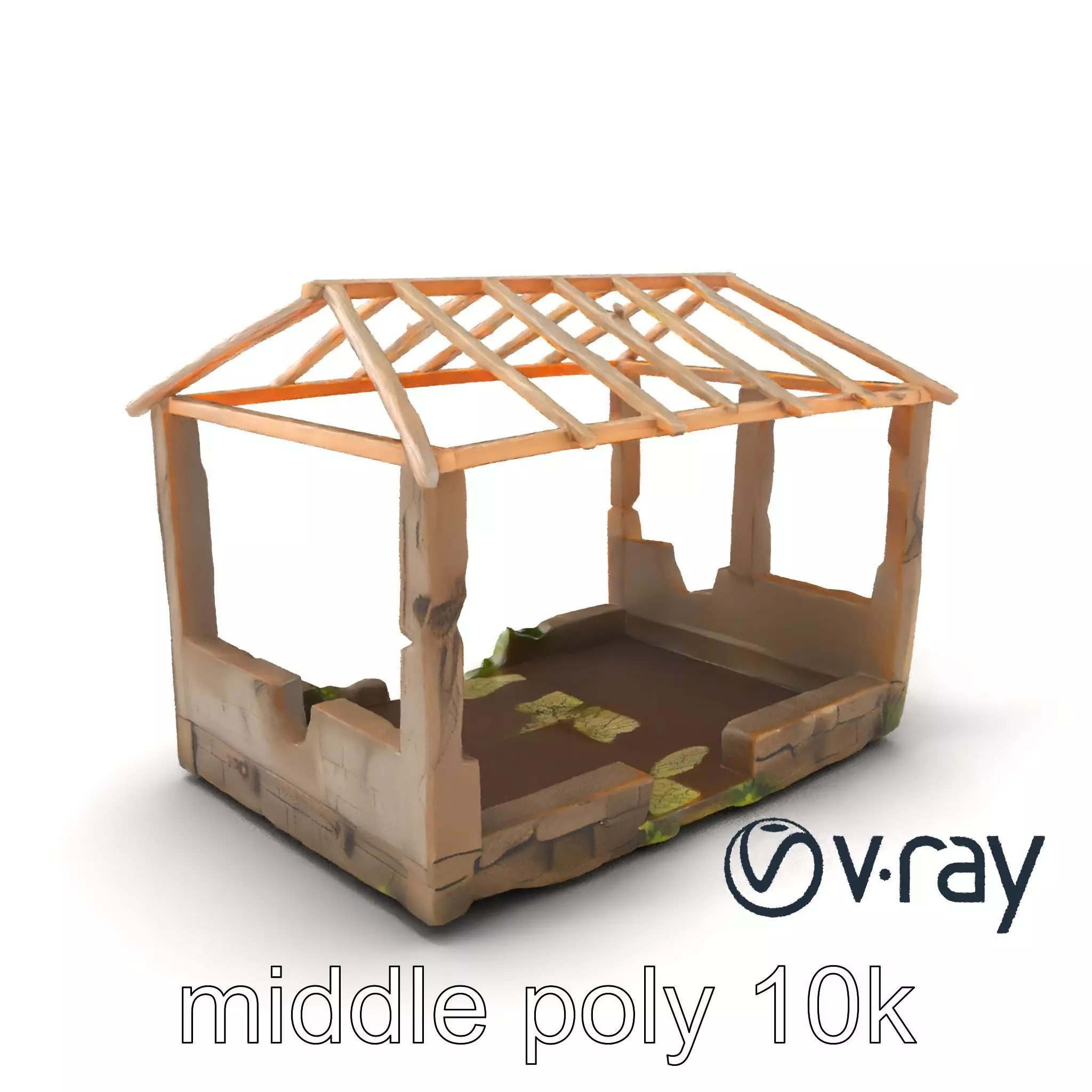 Abandoned Bungalow Ruins model pack Low-poly 3D model_0