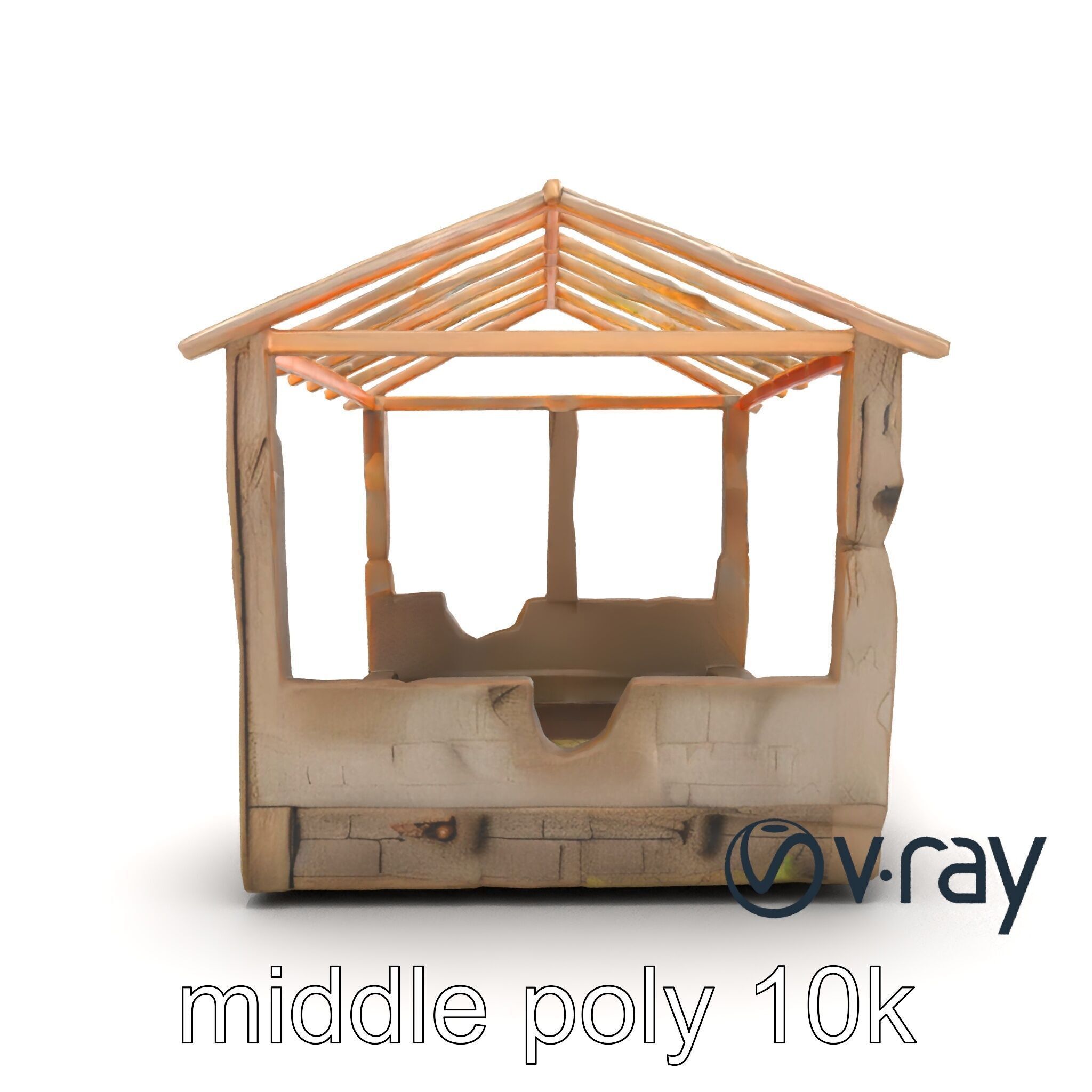 Abandoned Bungalow Ruins model pack Low-poly 3D model_25