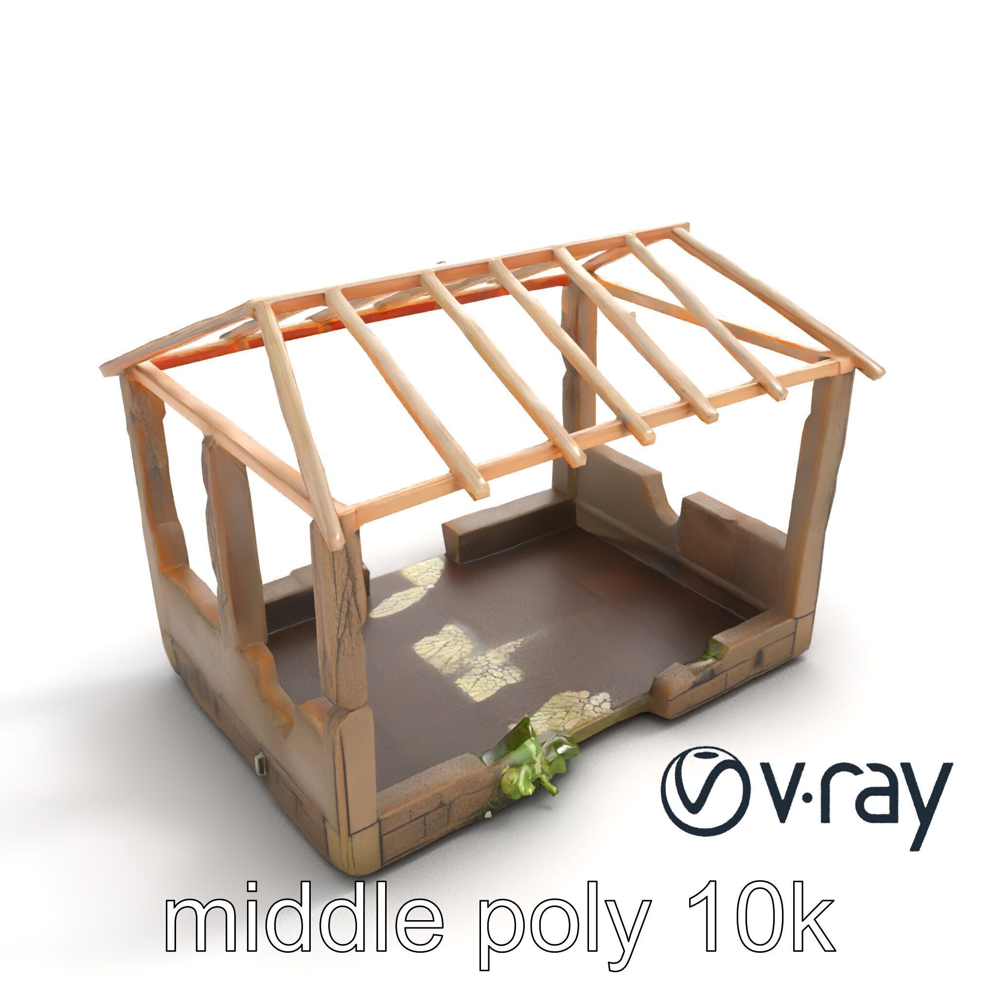Abandoned Bungalow Ruins model pack Low-poly 3D model_7