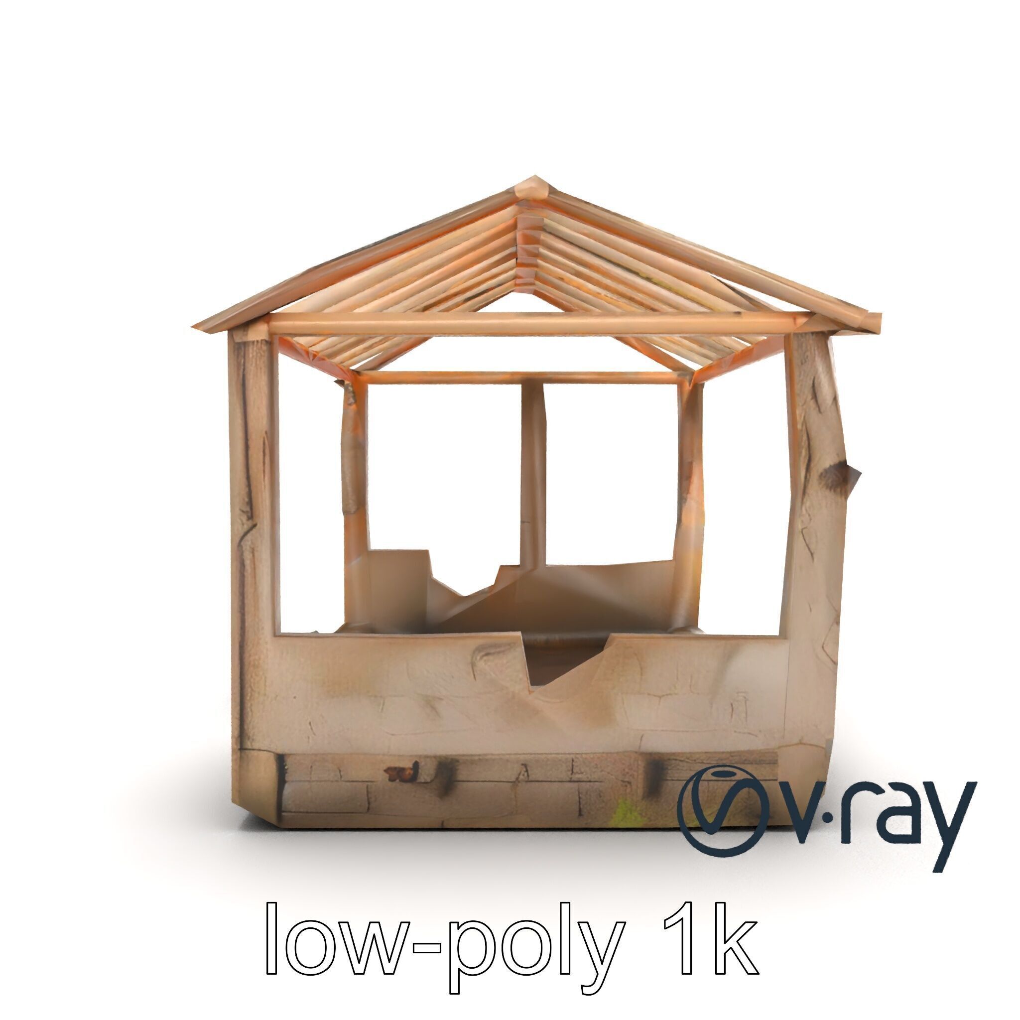 Abandoned Bungalow Ruins model pack Low-poly 3D model_15