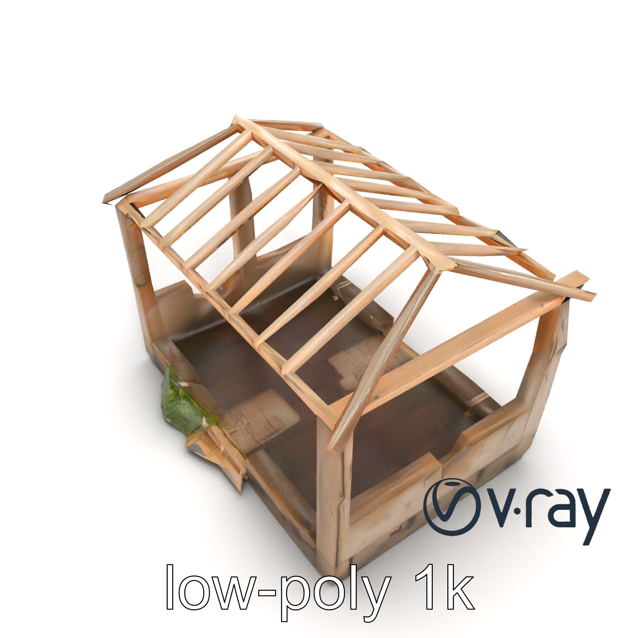 Abandoned Bungalow Ruins model pack Low-poly 3D model_10