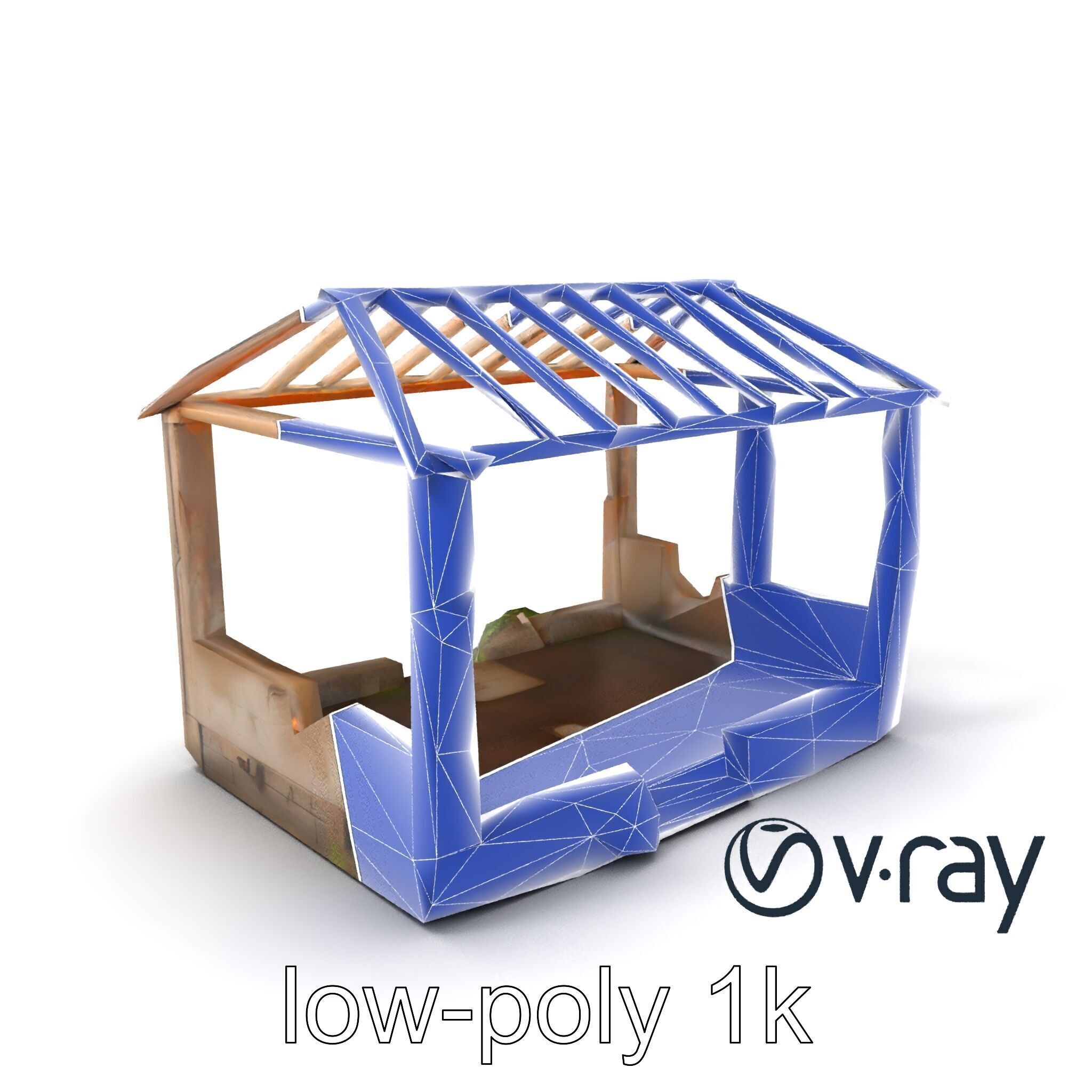 Abandoned Bungalow Ruins model pack Low-poly 3D model_6