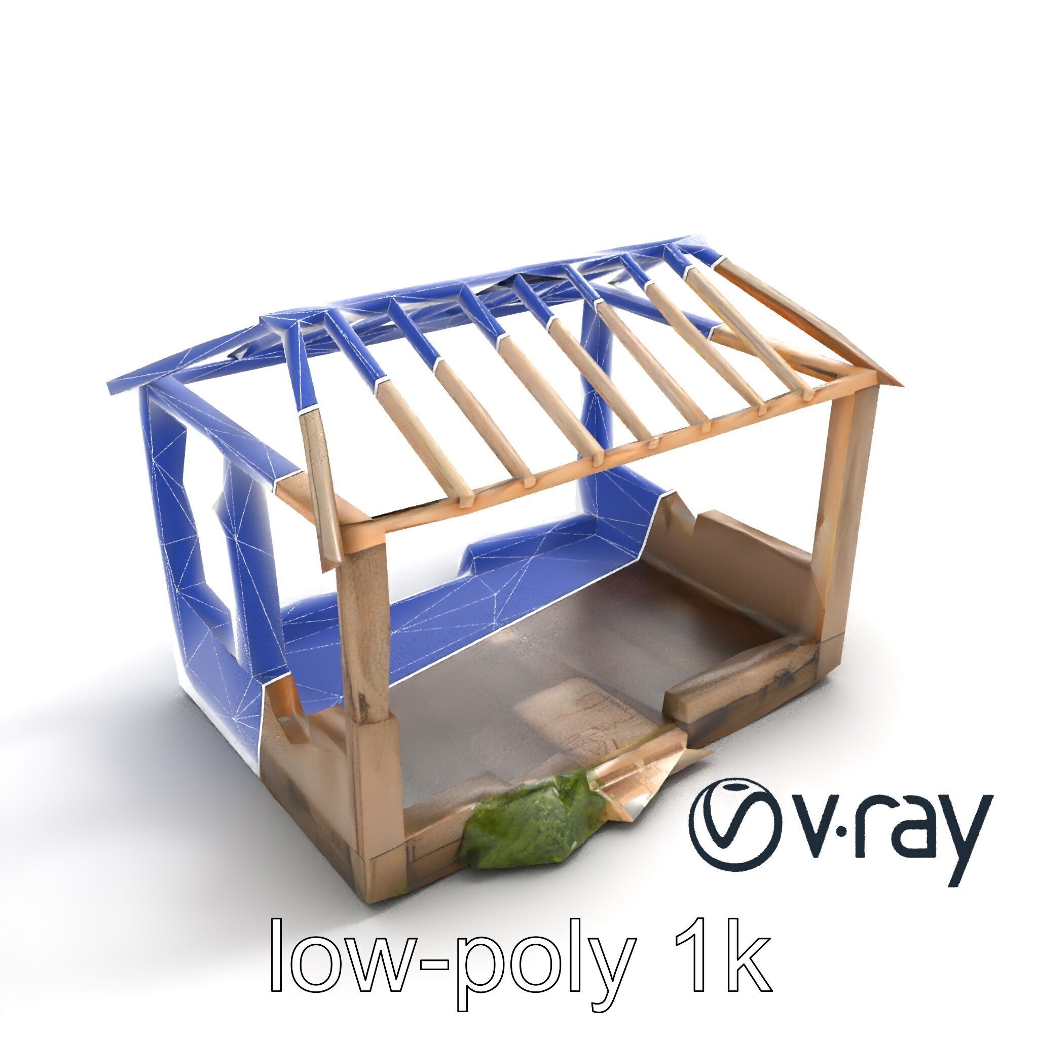 Abandoned Bungalow Ruins model pack Low-poly 3D model_11