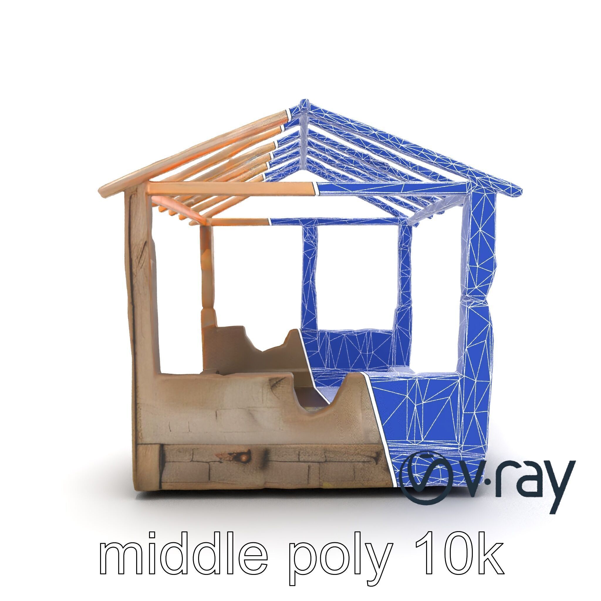 Abandoned Bungalow Ruins model pack Low-poly 3D model_13