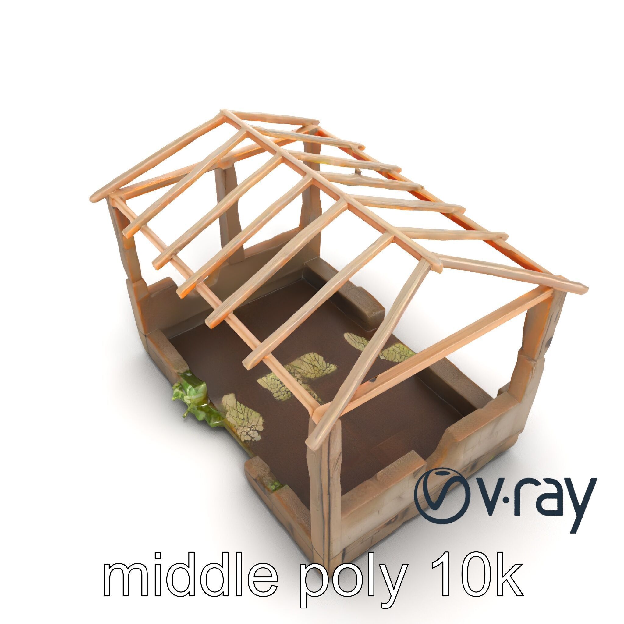 Abandoned Bungalow Ruins model pack Low-poly 3D model_27